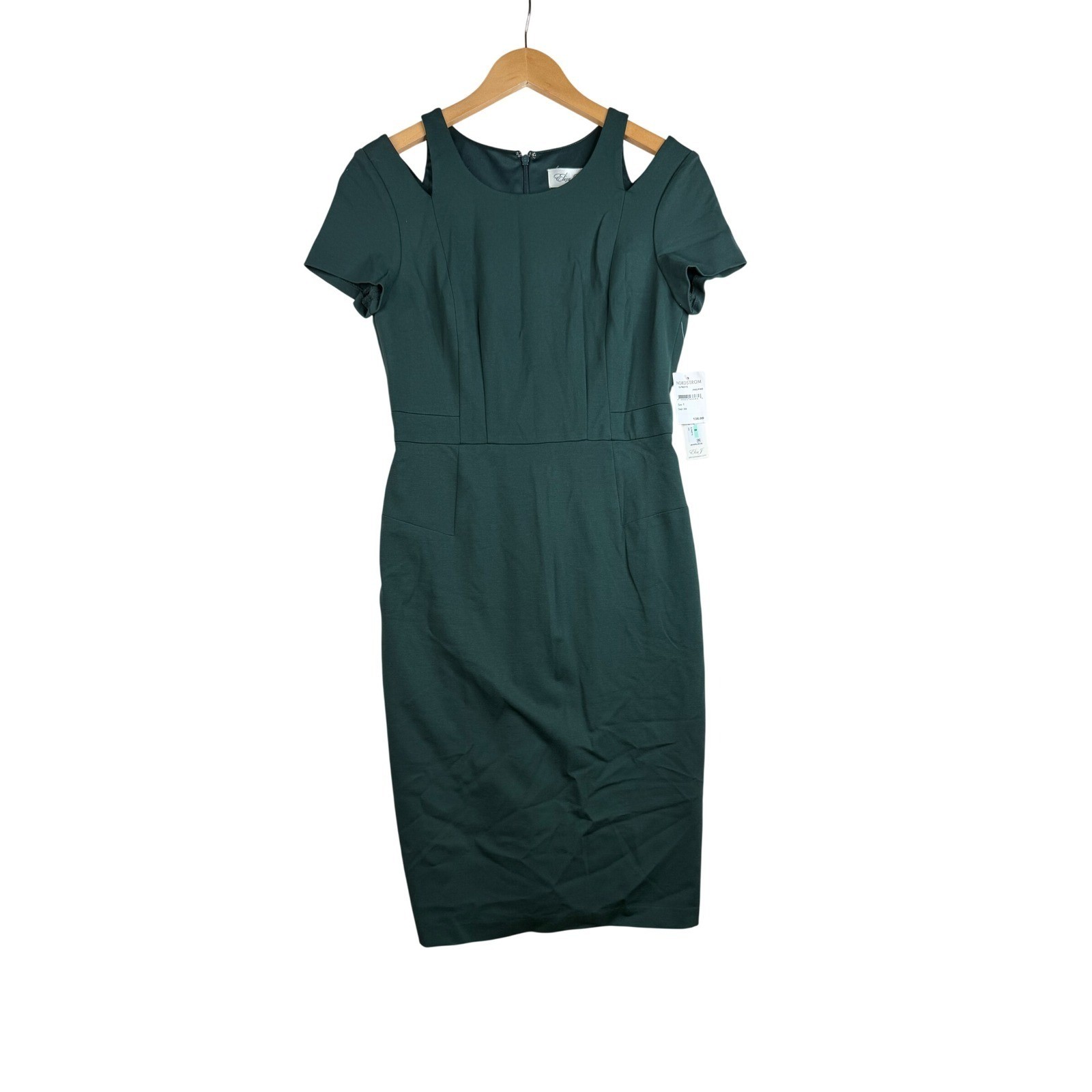 NWT Eliza J Cold Shoulder Crepe Sheath Dress size 8 Green