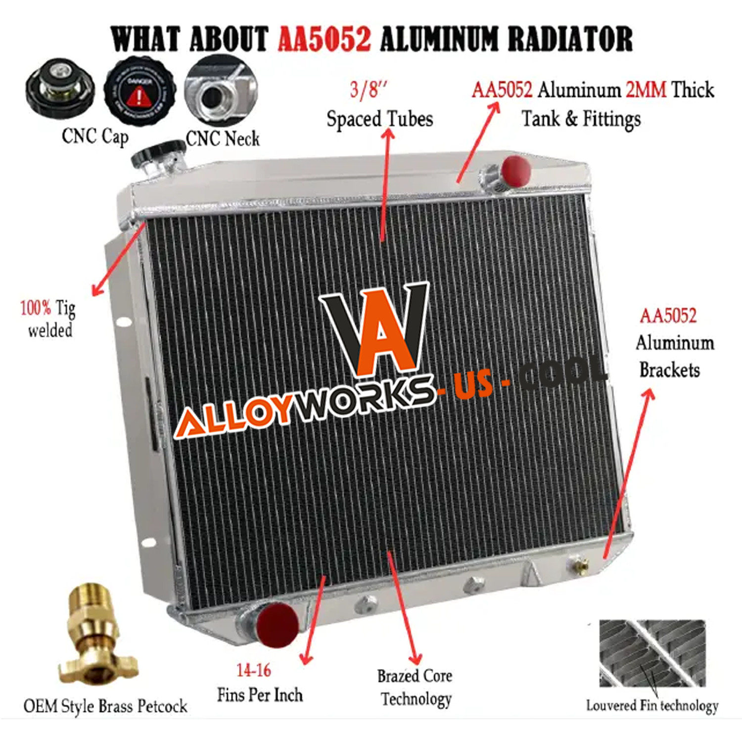 4 ROW RADIATOR FOR 1957-1959 1958 Ford Fairlane/Ranchero V8 Engine.Pro
