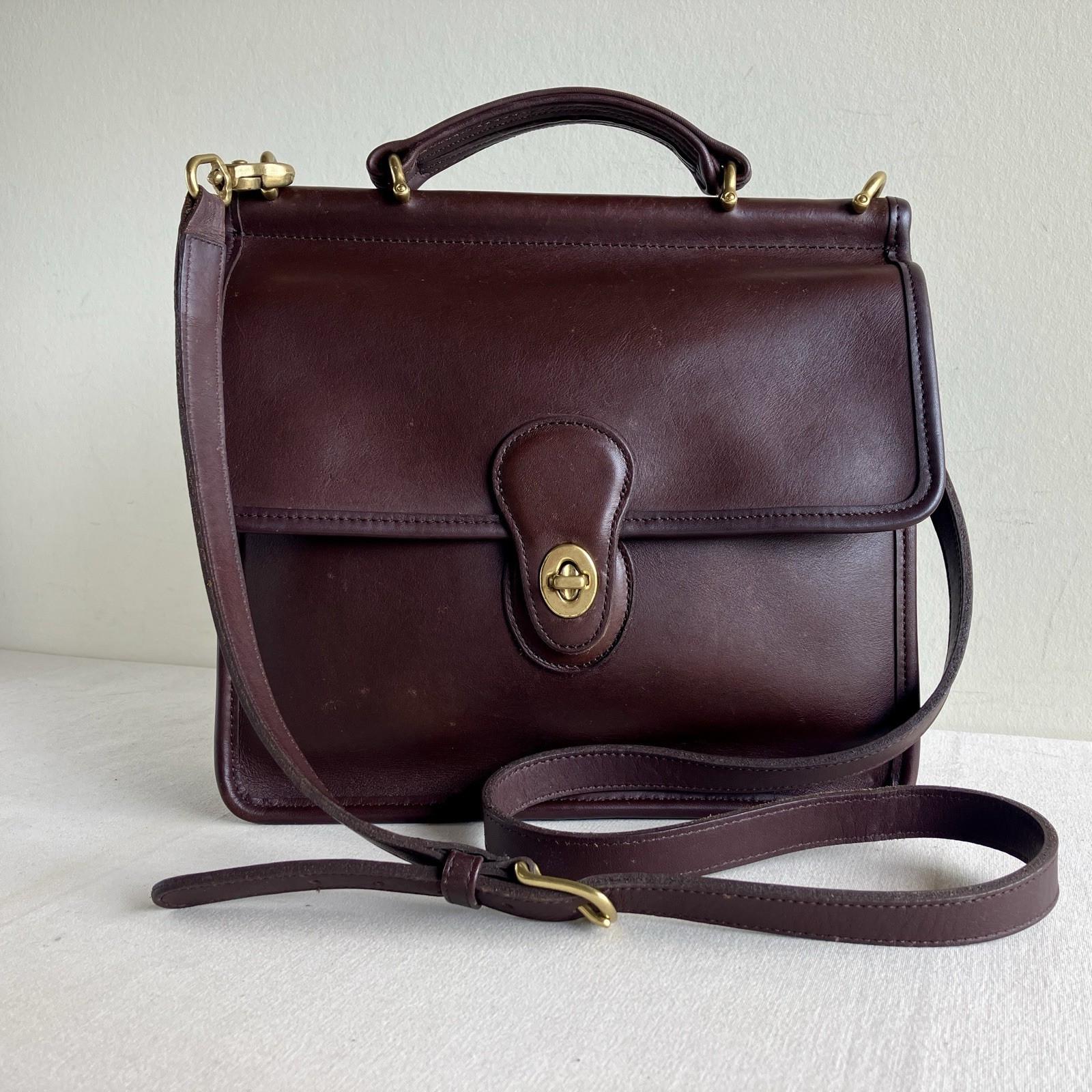 Vintage Coach Willis 9927 Mahogany Brown Leather Top Handle Crossbody 90s USA