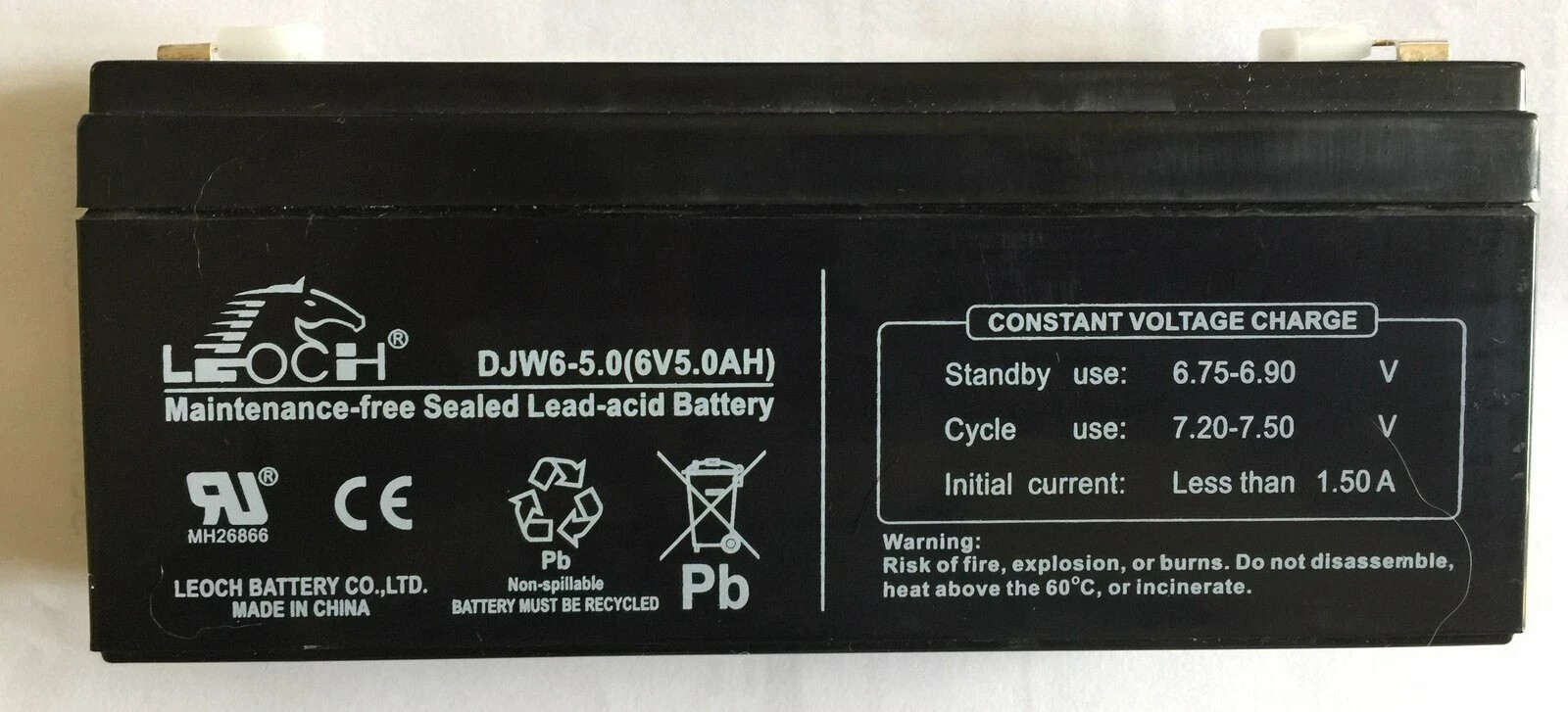 Leoch DJW6-5.0 (6 VOLT 5.0 AH) Rechargeable SLA BATTERY Leoch DJW6-5.0 (6 VOLT 5.0 AH) Rechargeable SLA BATTERY