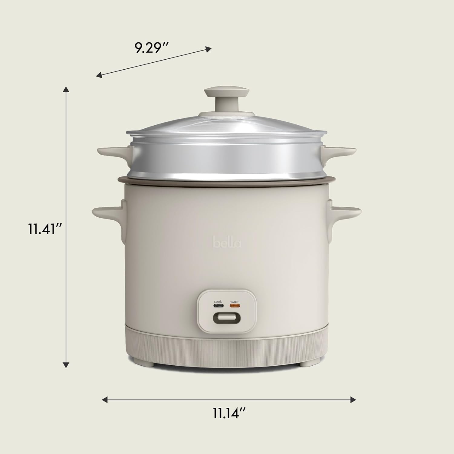 Bella 16 Cup Rice Cooker w/ Steamer Oatmilk: Nonstick Coating, Automatic KeepNew Bella 16 Cup Rice Cooker w/ Steamer Oatmilk: Nonstick Coating, Automatic KeepNew
