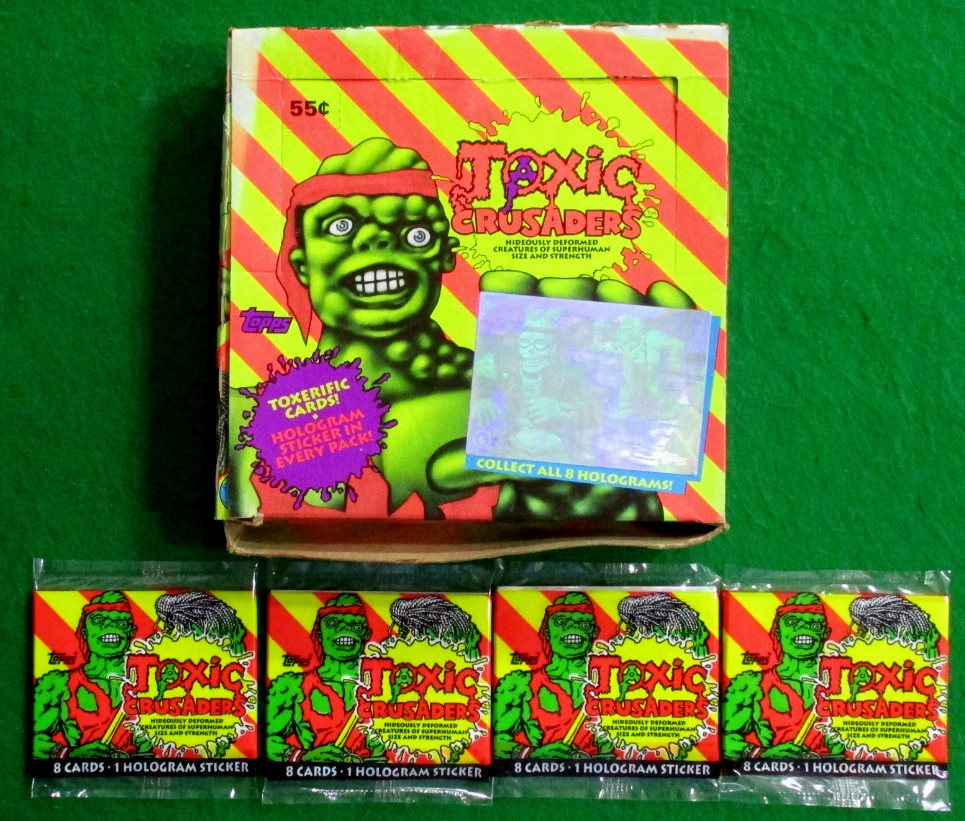1991 TOPPS TOXIC CRUSADERS CARDS 4 SEALED PACKS HOLOGRAM EVERY PACK + EMPTY BOX 1991 TOPPS TOXIC CRUSADERS CARDS 4 SEALED PACKS HOLOGRAM EVERY PACK + EMPTY BOX