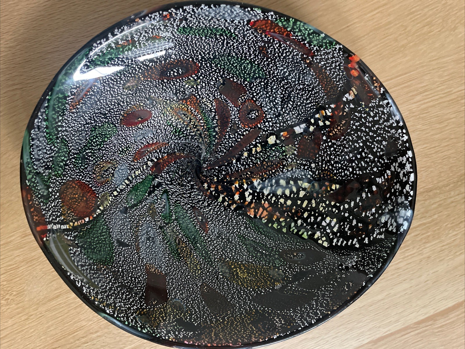 VTG Murano AVeM Aventurine Millefiori Tutti Frutti Art Glass Dish Dino Martens