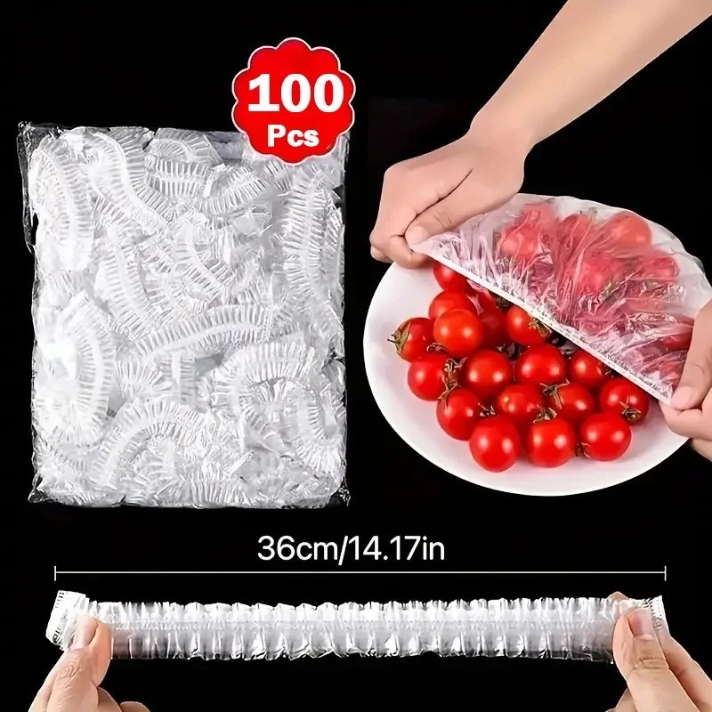 100pcs Reusable Elastic Food Covers Stretch Bowl Plate Wrap Plastic Seals