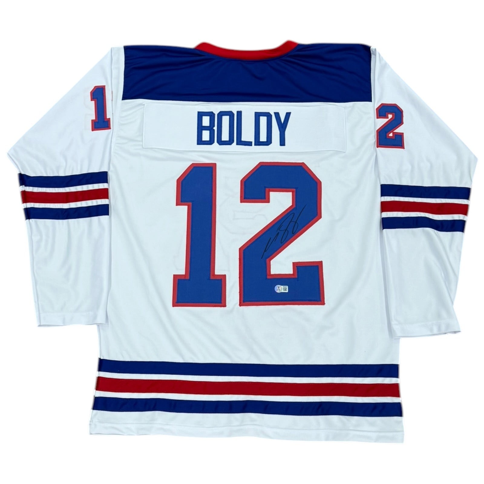 Matt Boldy Autographed USA Hockey (White #12) Custom Stitched Jersey - Beckett Matt Boldy Autographed USA Hockey (White #12) Custom Stitched Jersey - Beckett