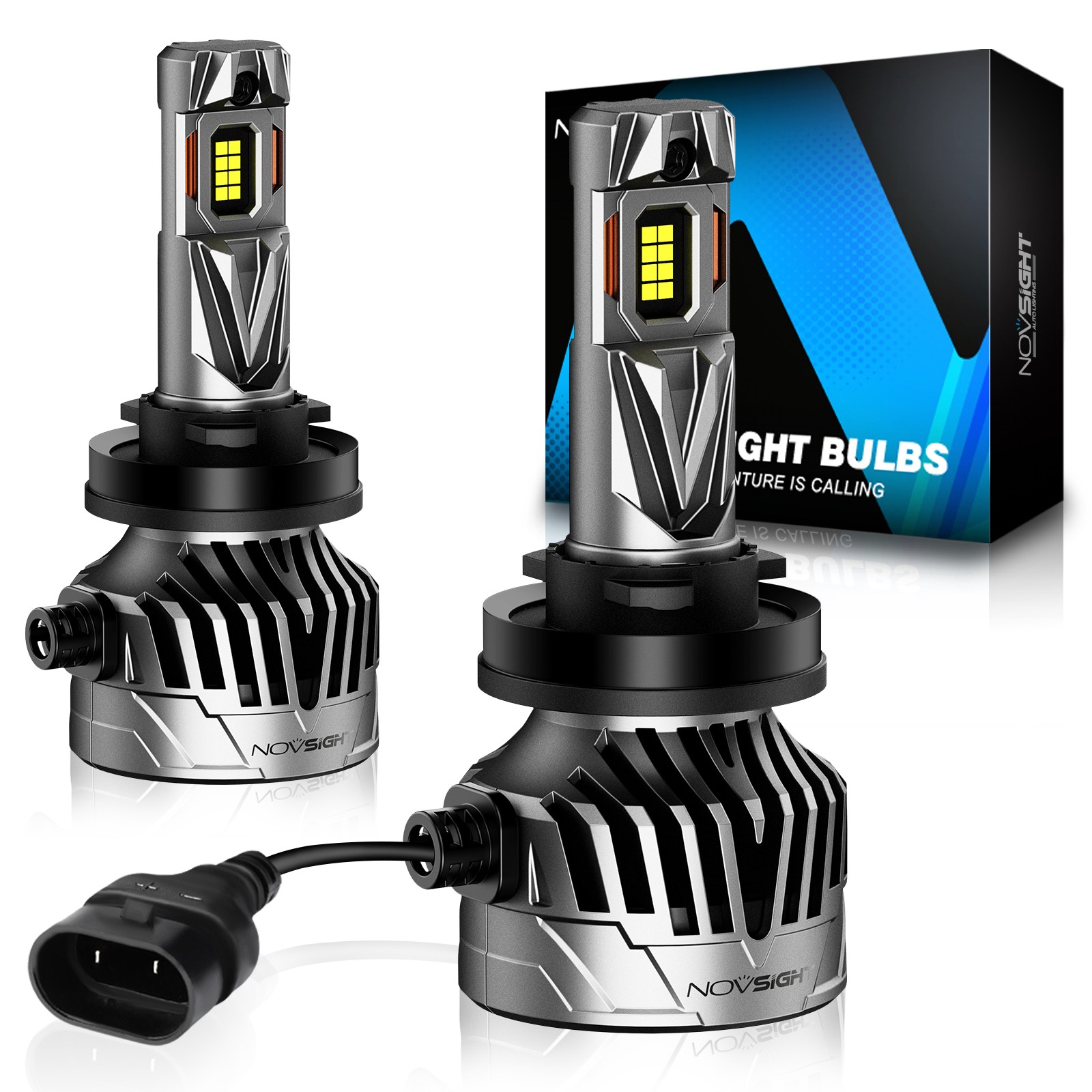 NOVSIGHT H11 LED Headlight Bulbs Combo High Low Beam 6500K 40000LM 200W Bright