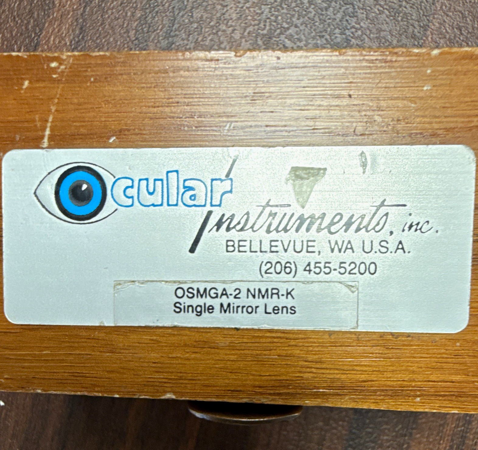 Ocular Instruments OSMGA-2 NMR-K Single Mirror Lens, Ophthalmology, Wood Case