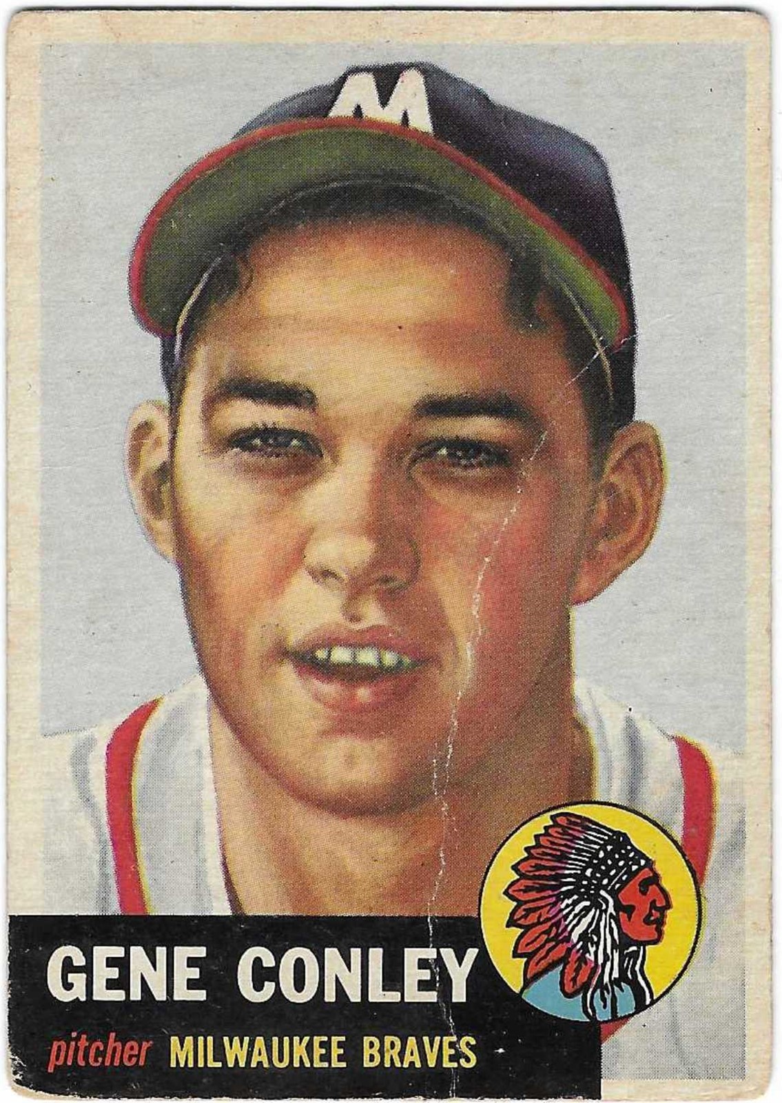 1953 TOPPS - #215 GENE CONLEY (BRAVES) GREAT CARD