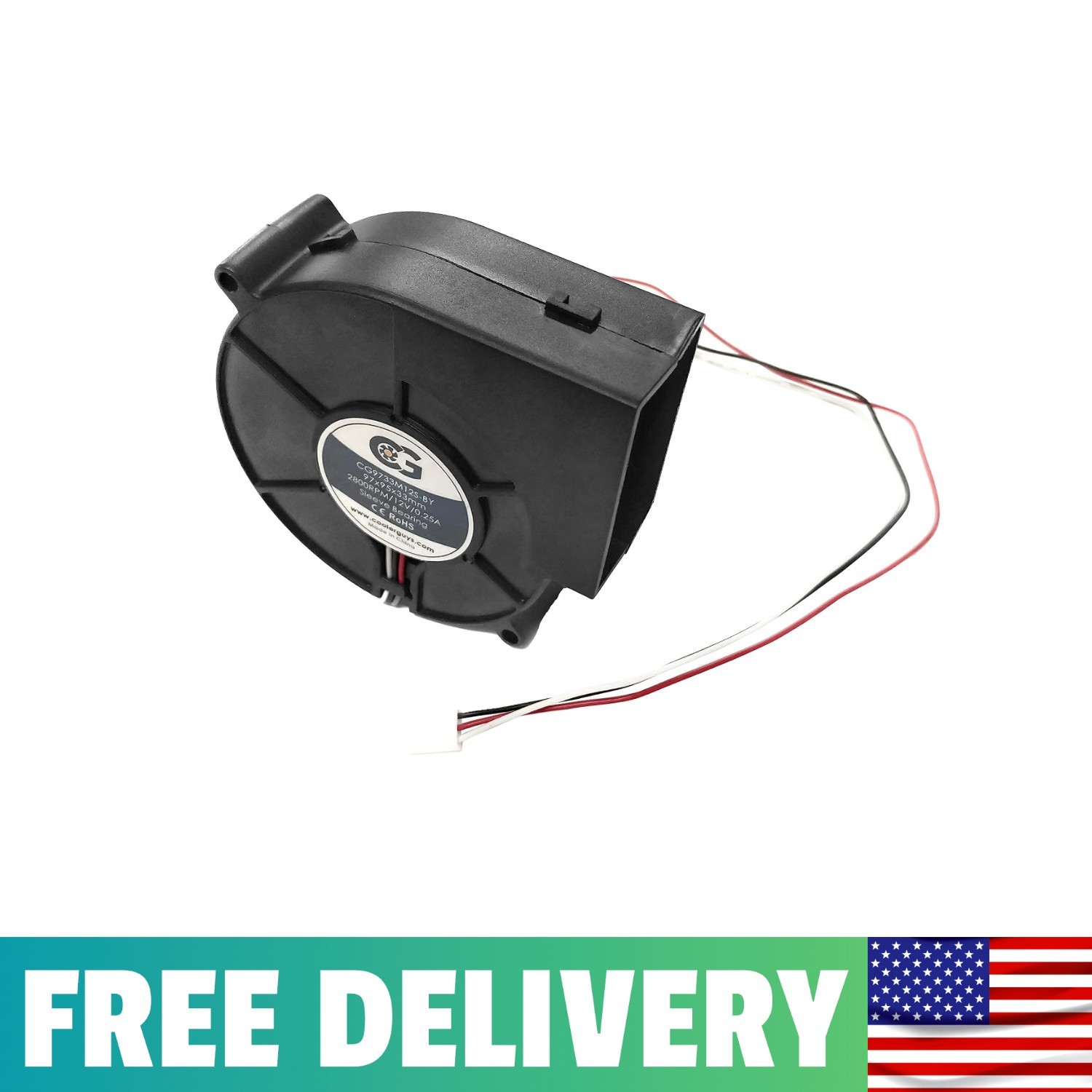 Coolerguys 97mm Medium Speed Blower Fan, 12V DC, 3-Pin, Desktop Compatible Coolerguys 97mm Medium Speed Blower Fan, 12V DC, 3-Pin, Desktop Compatible