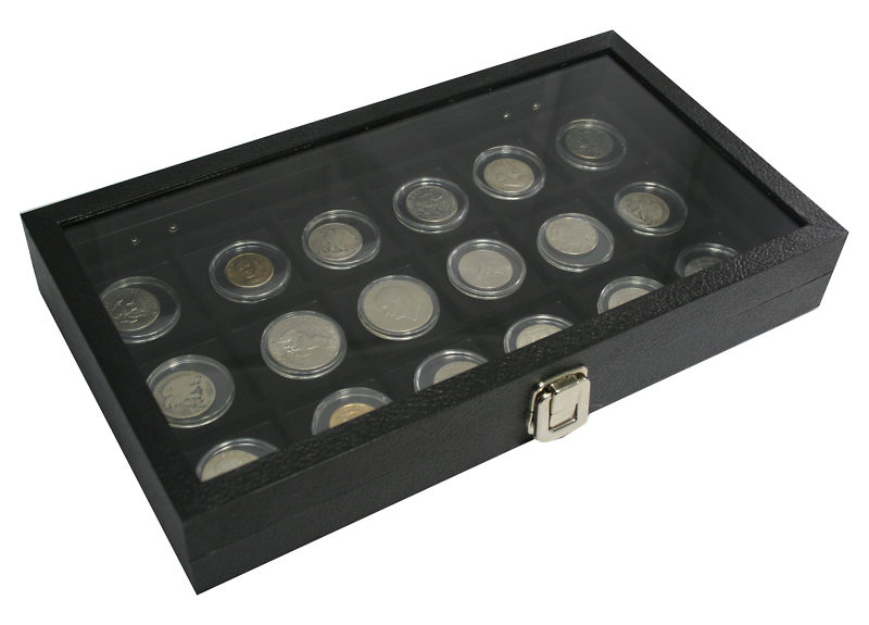 18 COIN HOLDER Clear DOLLAR Case Storage display JAR TRAY BOX  pocket watches