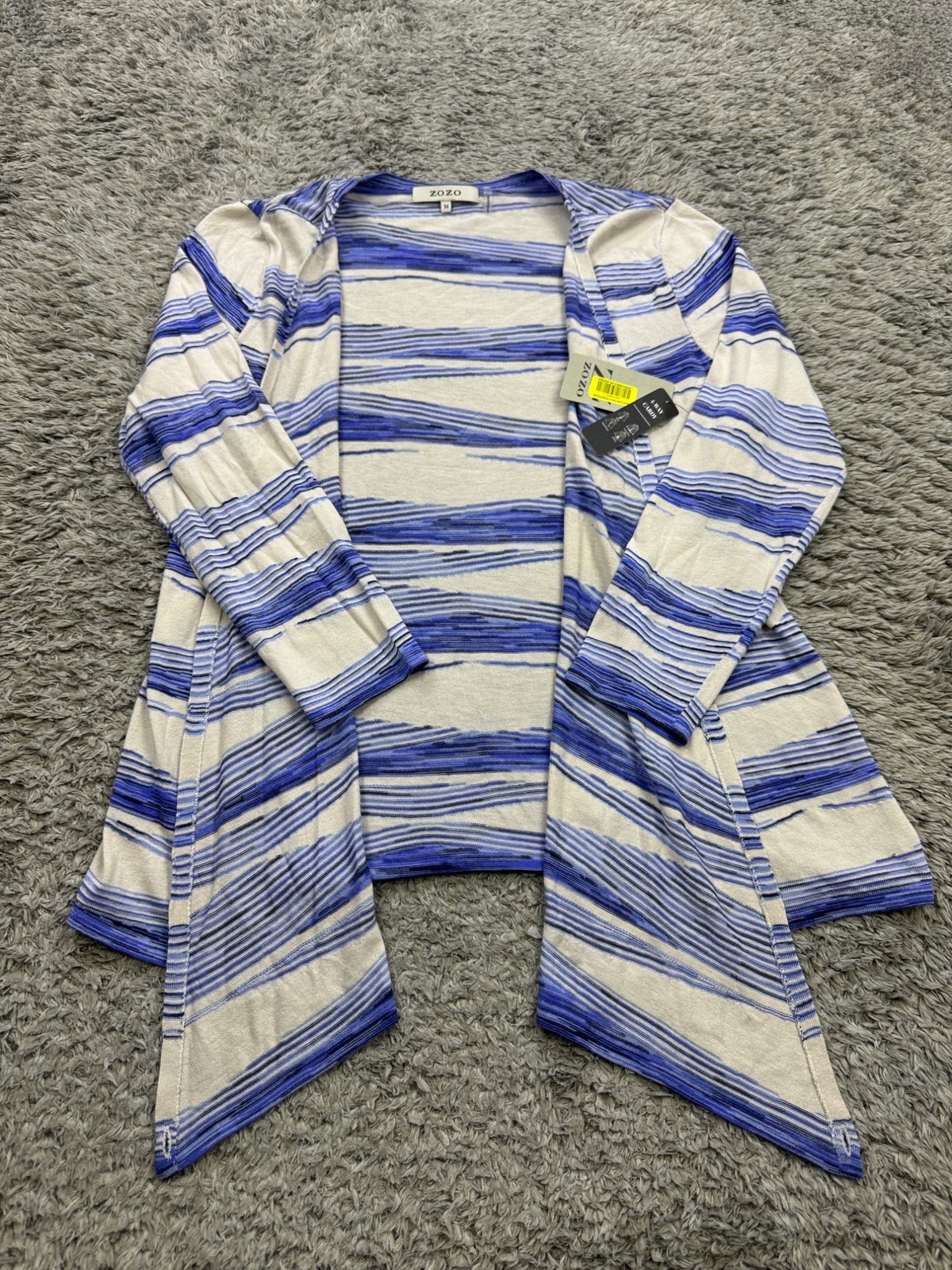Zozo Sweater Women Medium Wildflower Striped Draped Wrap Tie Twist Cardigan NWT
