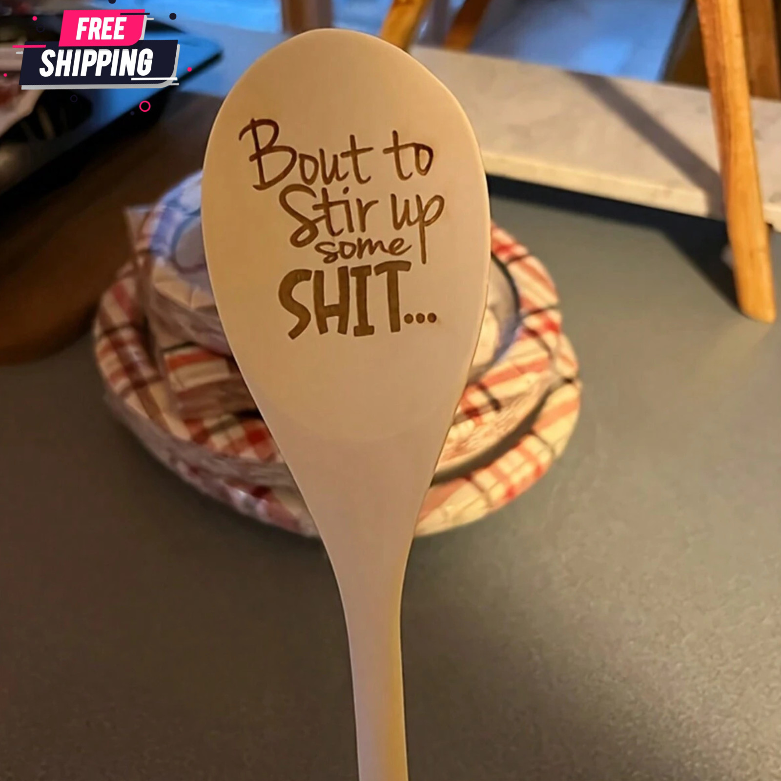 1pc Handmade Funny Wooden Spoon To Stir Some Poop Laser Engraved Wooden Spoon