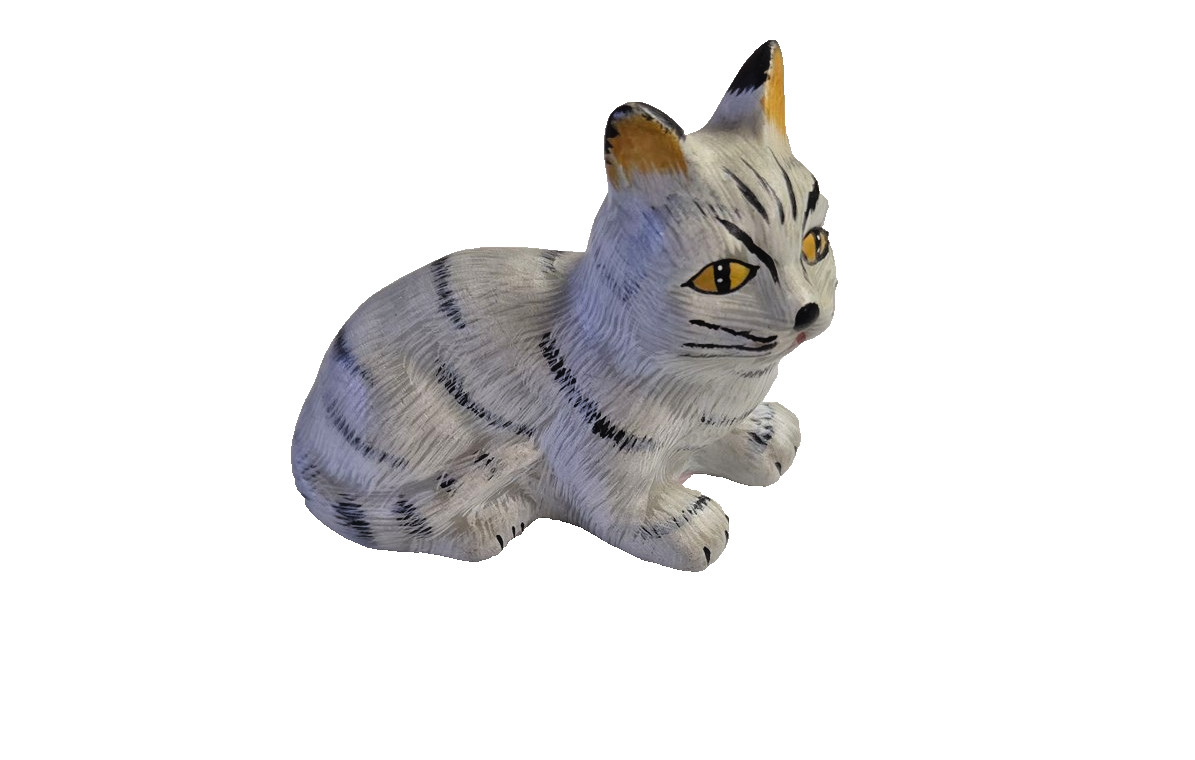 Vintage Hand-Painted Grey Tabby Cat Ceramic Figurine Vintage Hand-Painted Grey Tabby Cat Ceramic Figurine
