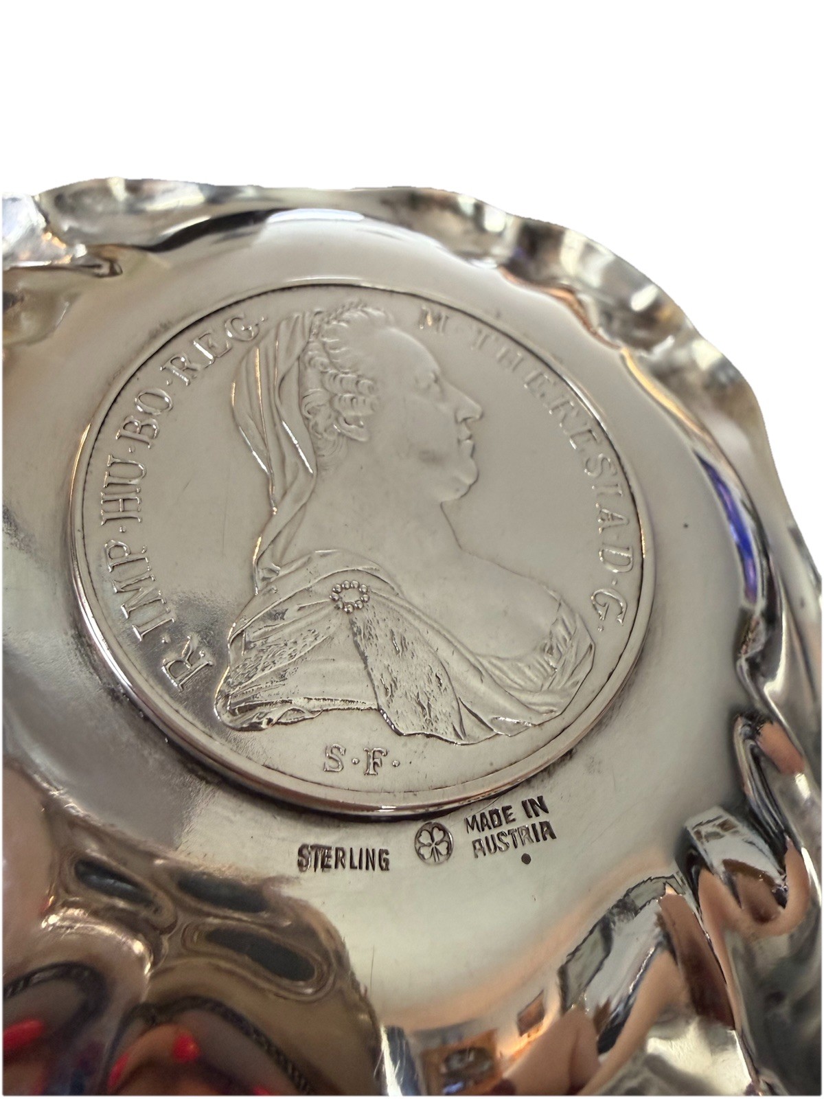 Wilhelm Binder Sterling Silver Maria Theresa Thaler Coin Dish 78.0 G Austria WTB