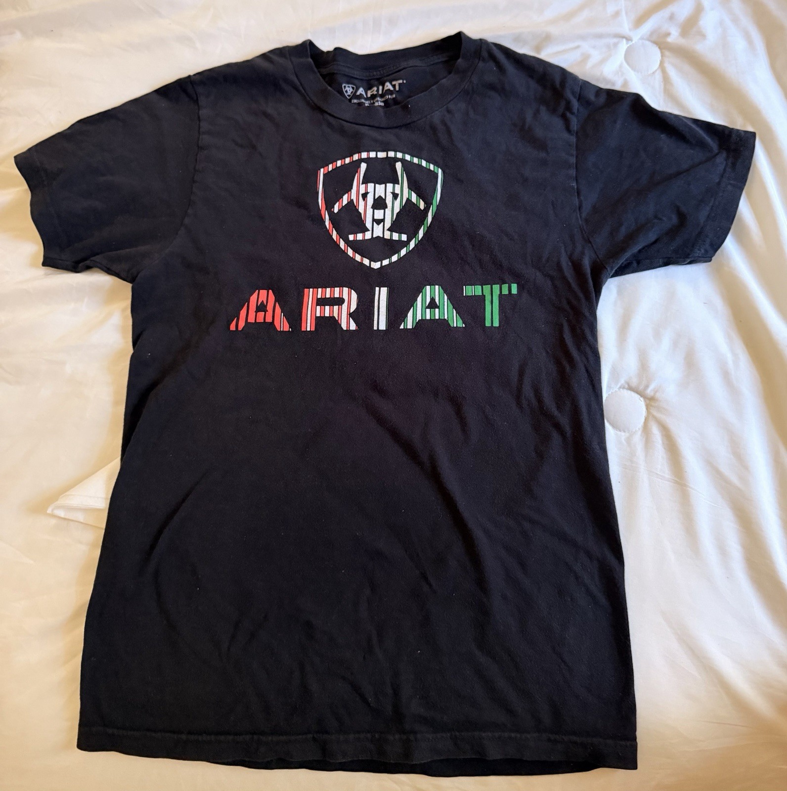 Ariat Men’s S Black Crew Neck Short Sleeve Graphic Logo T-Shirt Cotton/Poly