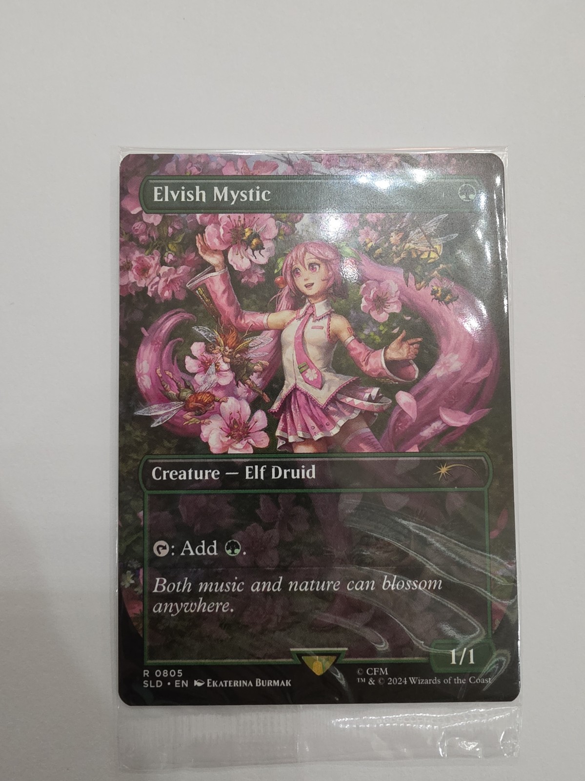 Secret Lair Hatsune Miku Elvish Mystic Non-Foil Borderless Card Secret Lair Hatsune Miku Elvish Mystic Non-Foil Borderless Card