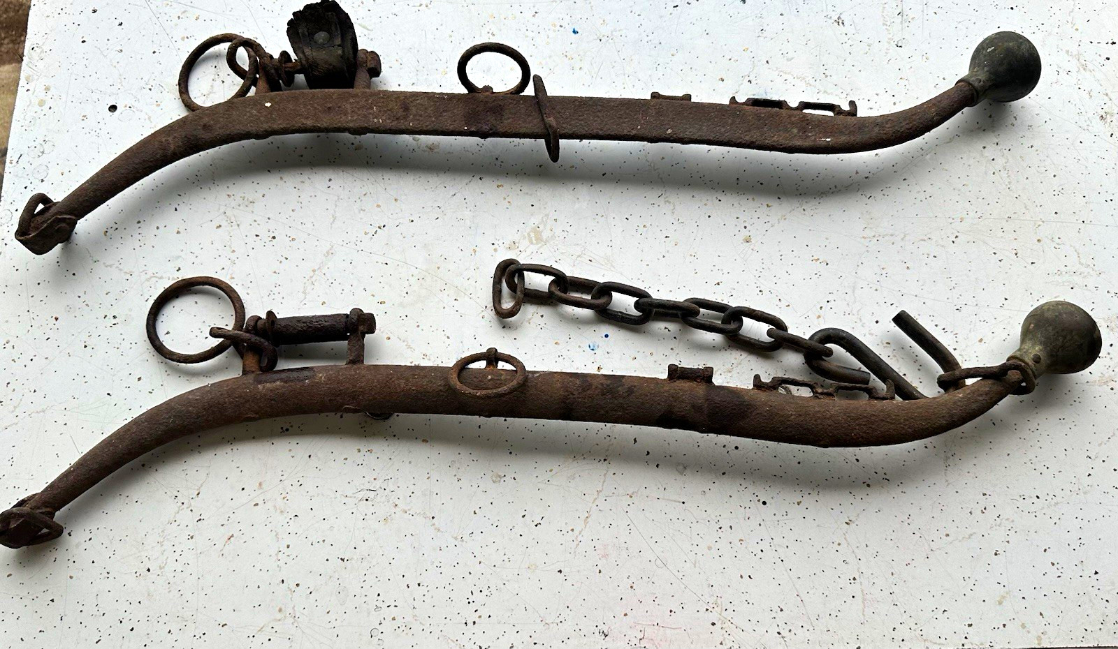 Antique Cast Iron Draft Horse Hames Pair 27.5\