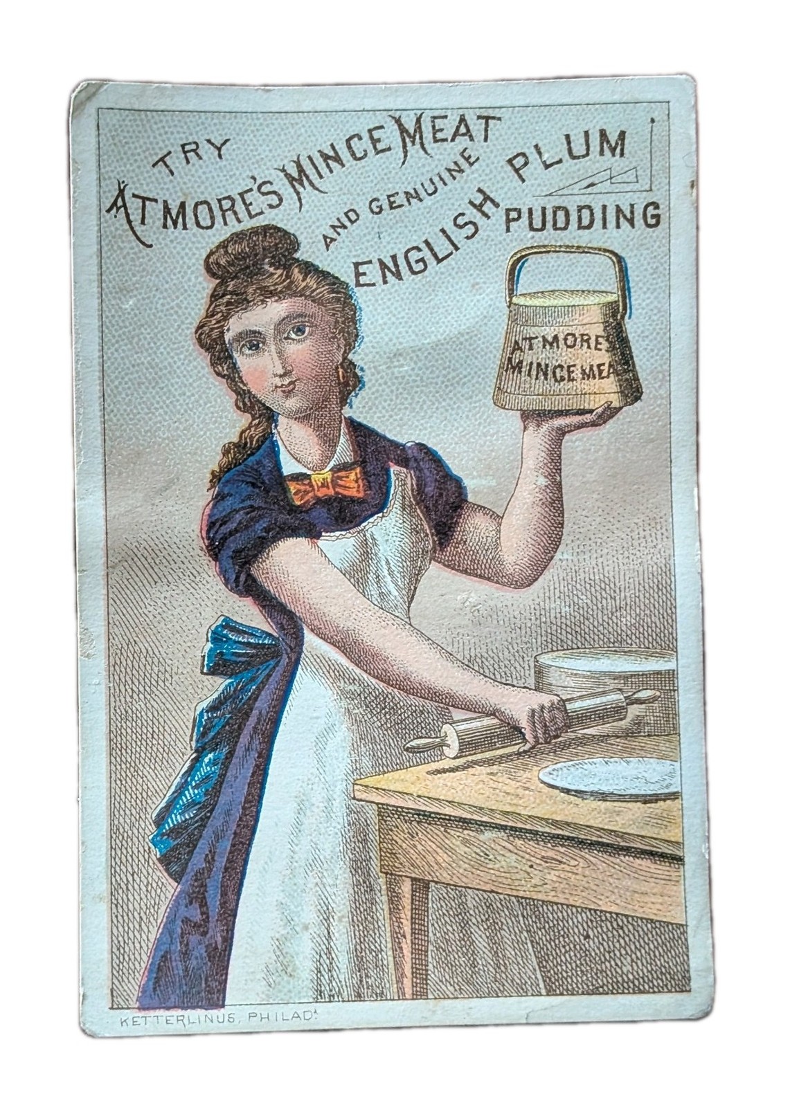 Antique Victorian Trade Card Atmore\'s Mince Meat and English Plum Pudding