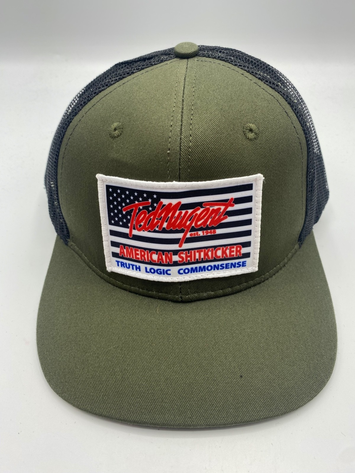 The Ted Nugent America Shitkicker Patch Green Black Snapback Cap Hat