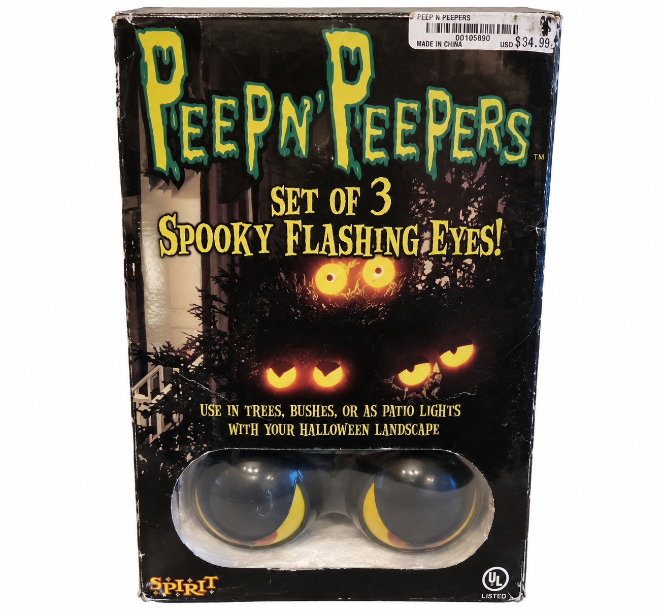 Vintage Spirit Halloween Peep\'n Peepers Set 3 Spooky Flashing Eyes Lights Decor