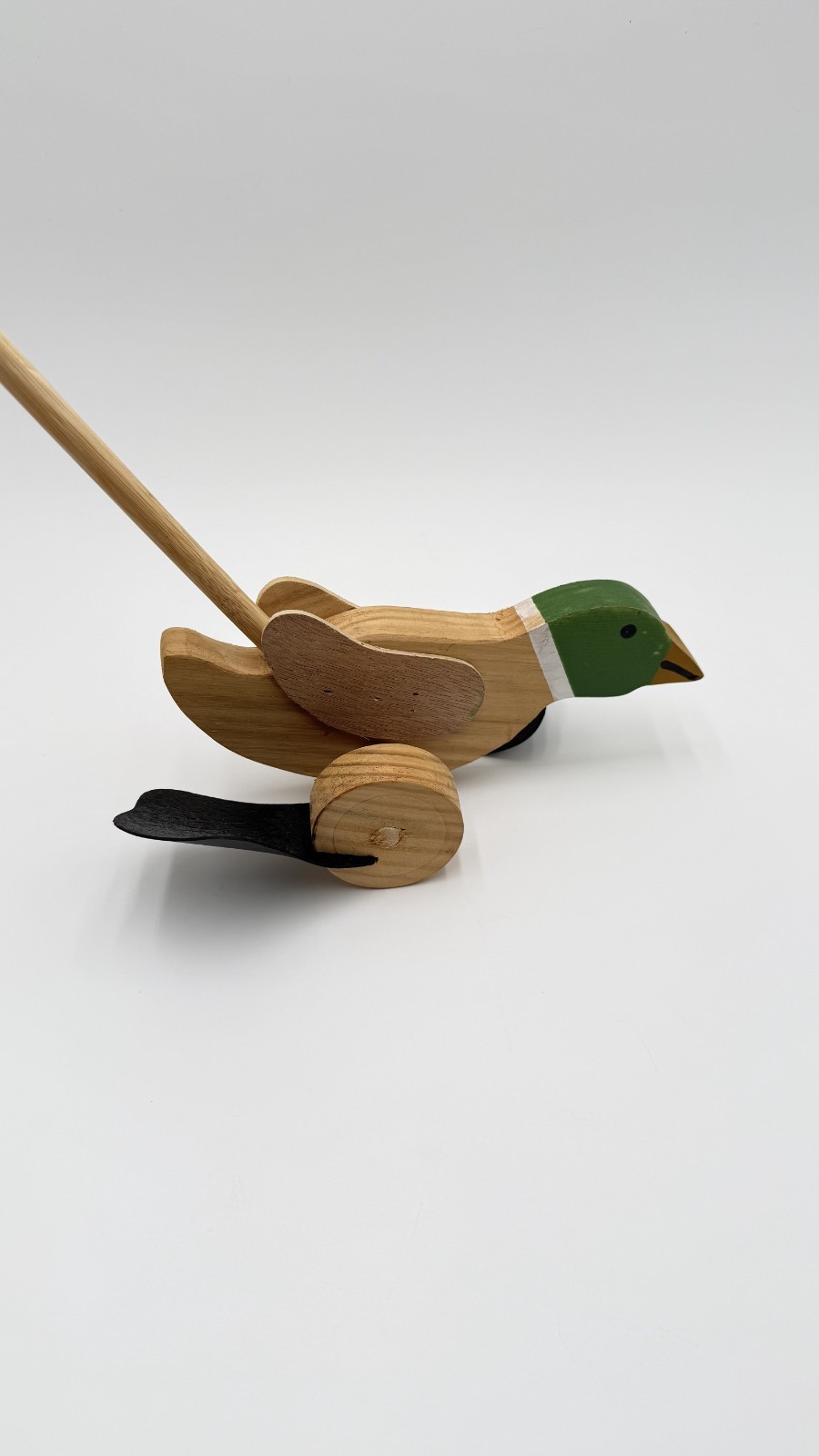 Vintage Wooden Mallard Duck Push Toy Walking Flapping Feet 28” Folk Art Vintage Wooden Mallard Duck Push Toy Walking Flapping Feet 28” Folk Art