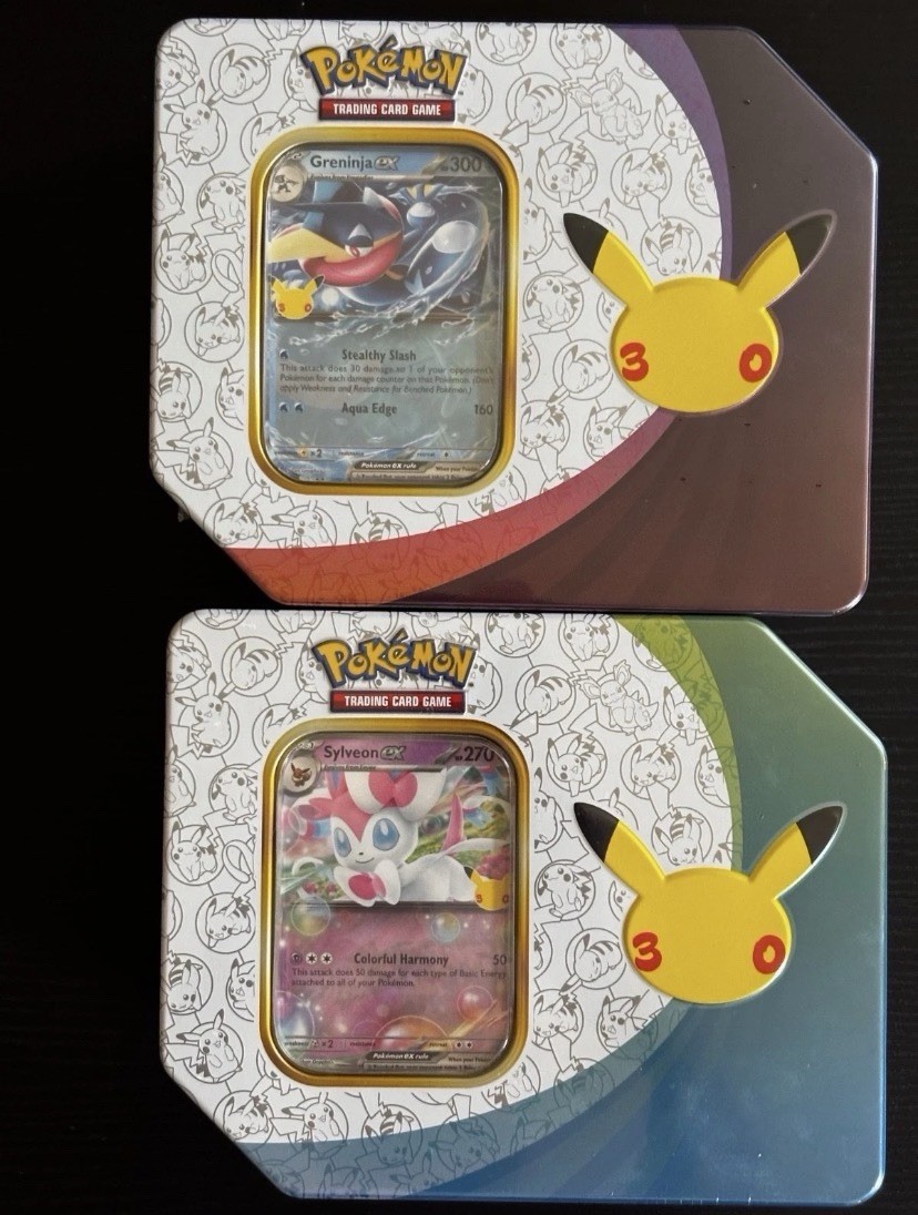 2x Pokémon TCG 30th Celebration Tin Lot Sylveon ex & Greninja ex Promo English 2x Pokémon TCG 30th Celebration Tin Lot Sylveon ex & Greninja ex Promo English