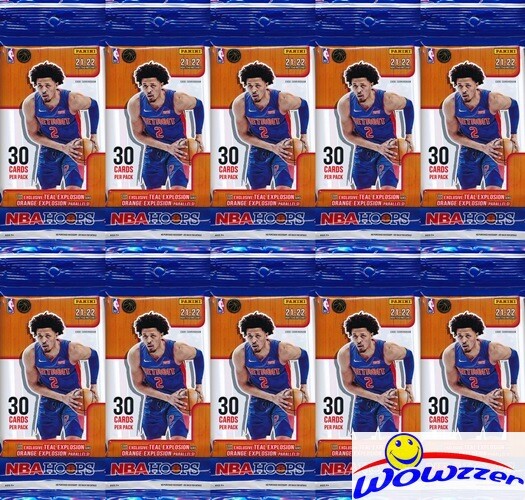 (10) 2021/22 Panini Hoops Basketball HUGE JUMBO FAT CELLO Sealed Pack-300 Cards