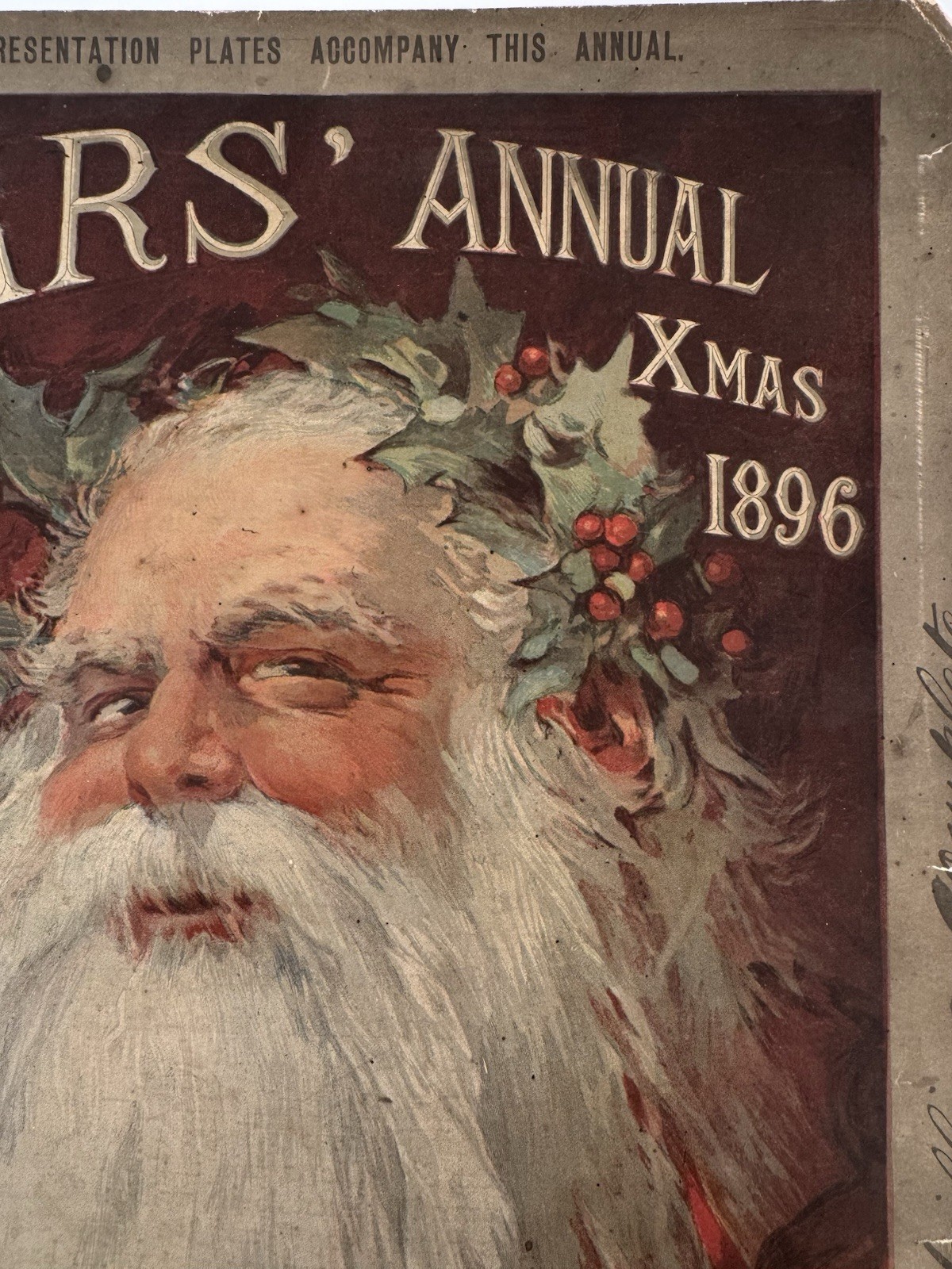 1896 Victorian Christmas Santa ORIGINAL Magazine Cover Pears Antique English