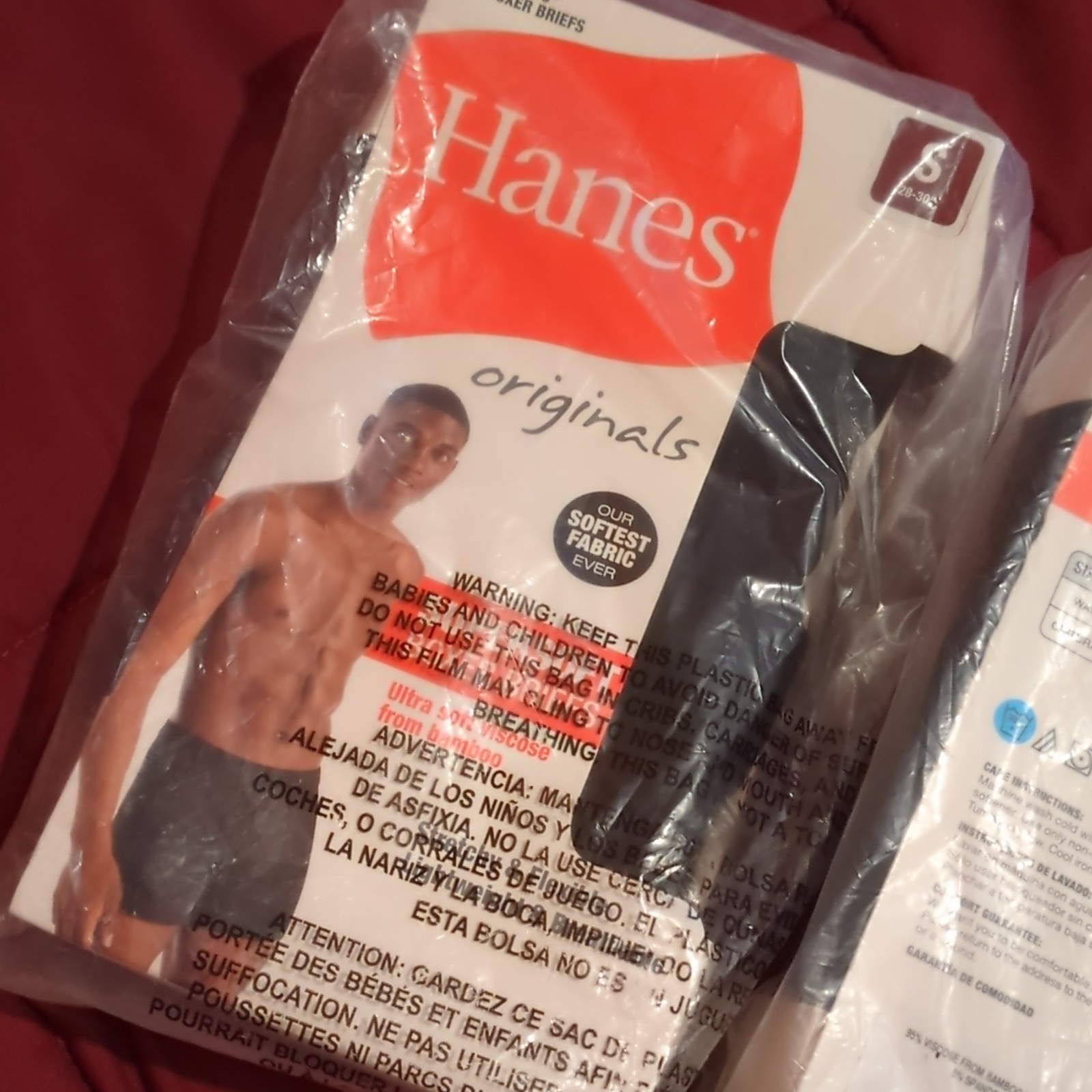 Hanes Originals Men\'s Boxer Briefs, sealed Black 3-Pack Size S - Silky Viscose Hanes Originals Men\'s Boxer Briefs, sealed Black 3-Pack Size S - Silky Viscose
