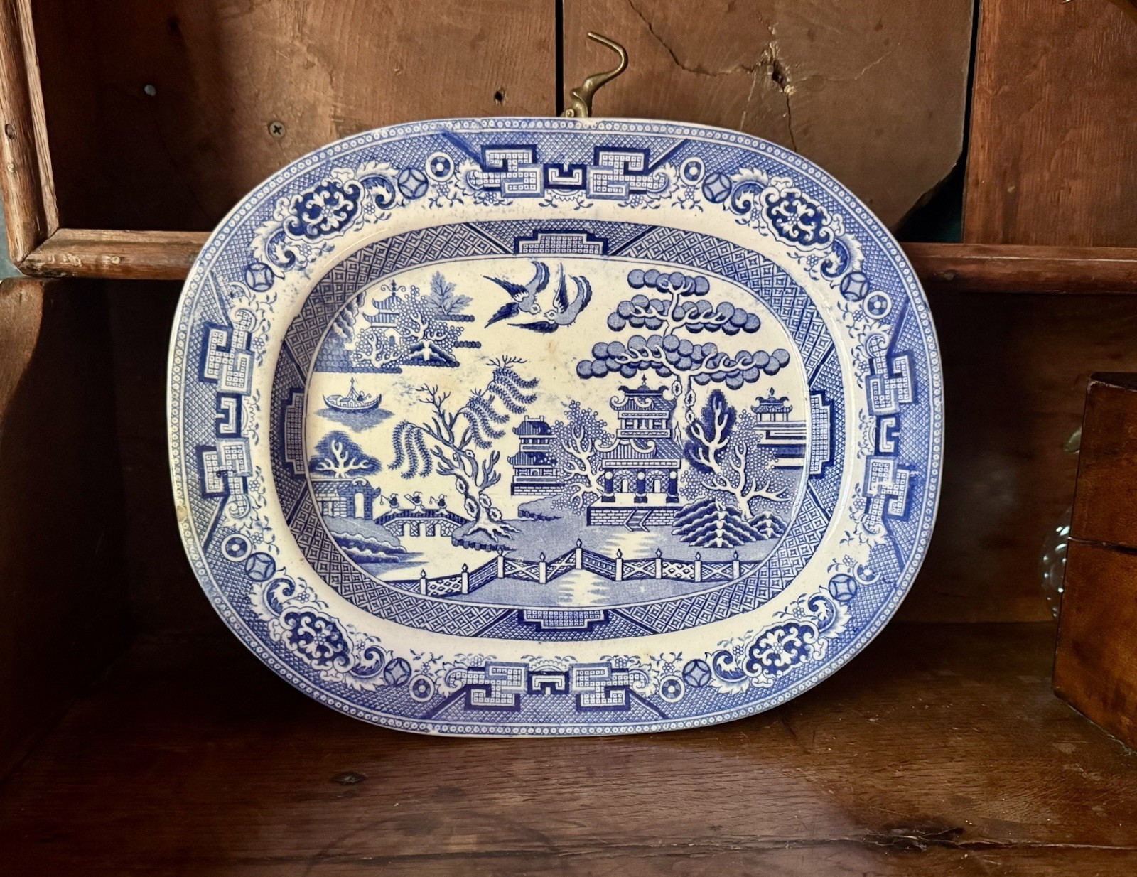 Antique 19th c. English Blue Willow Platter