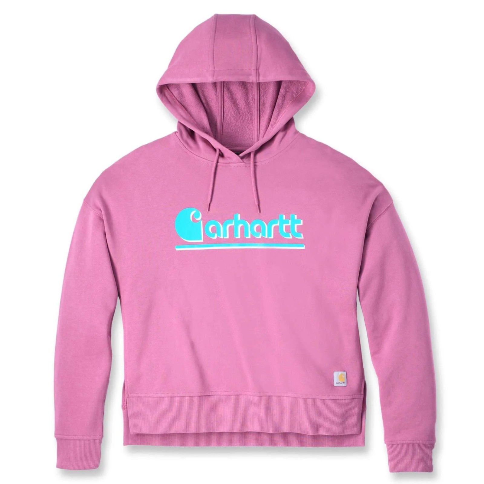 CARHARTT Women\'s Tencel Fiber Loose Fit Graphic Hooded Sweatshirt Pink X-Small