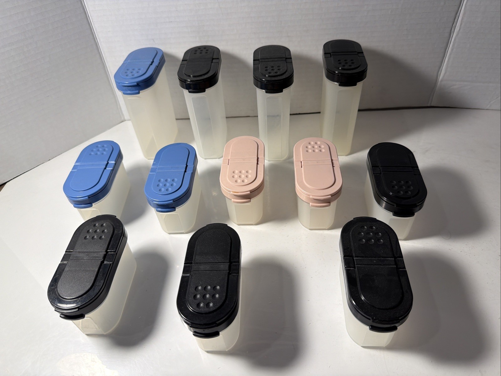 Lot of 12 Vtg Tupperware Spice Containers Double Flip Cap Shakers Various Colors Lot of 12 Vtg Tupperware Spice Containers Double Flip Cap Shakers Various Colors