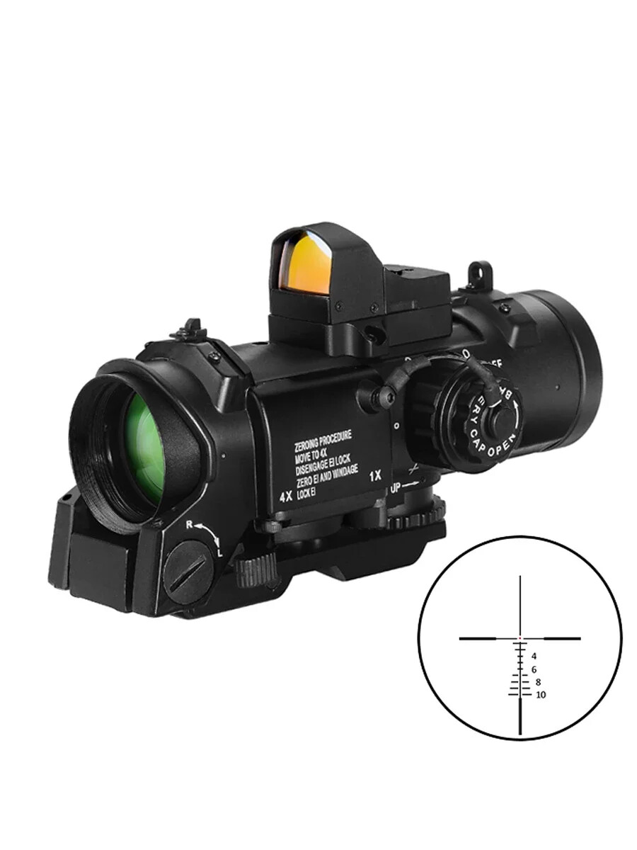 Riflescope 1-4X Dual Purpose with Mini Red Dot Sight for Hunting & Airsoft
