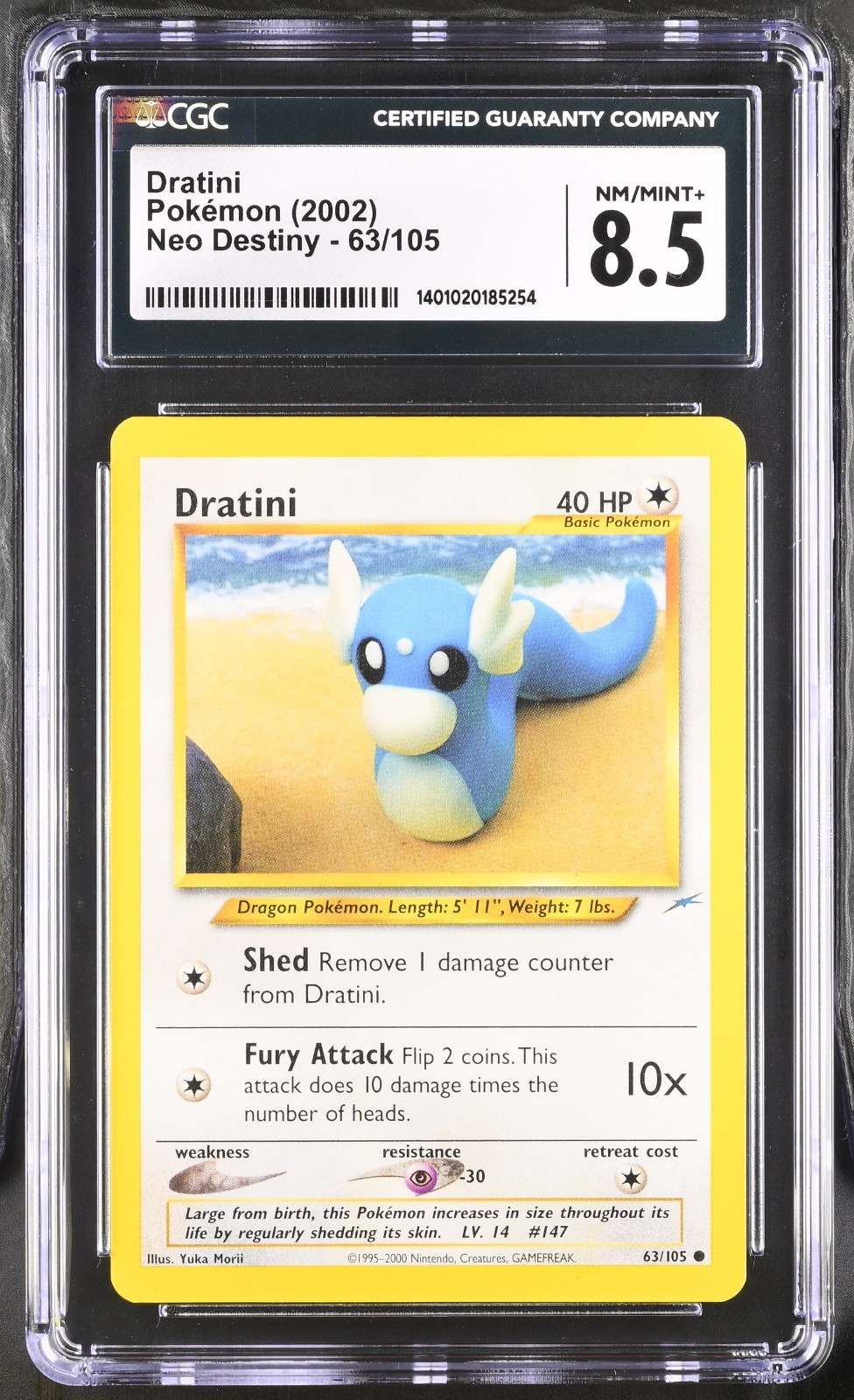 Dratini 63/105 Pokemon Neo Destiny Regular CGC 8.5 NM/Mint+ Pop 63 Dratini 63/105 Pokemon Neo Destiny Regular CGC 8.5 NM/Mint+ Pop 63