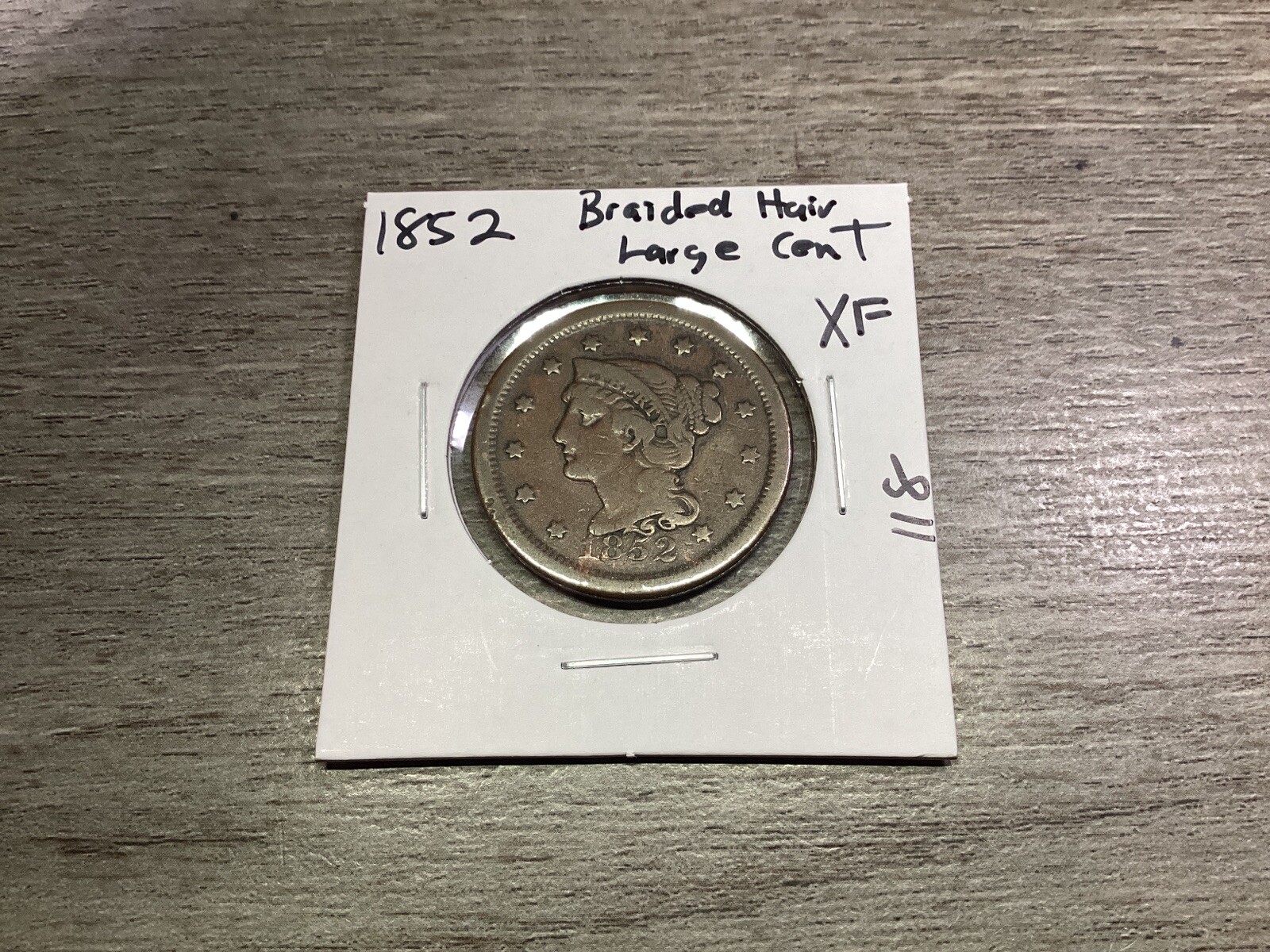 1852 Braided Hair Large Cent in Extra Fine Condition US Copper Coin 118ak