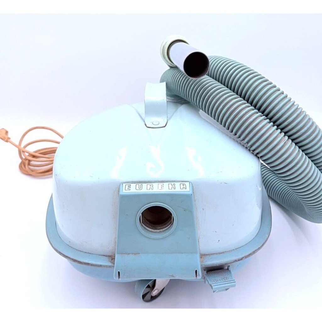 Rare Vintage Eureka Model 500 Canister Vacuum Blue Mid Century Atomic WORKS