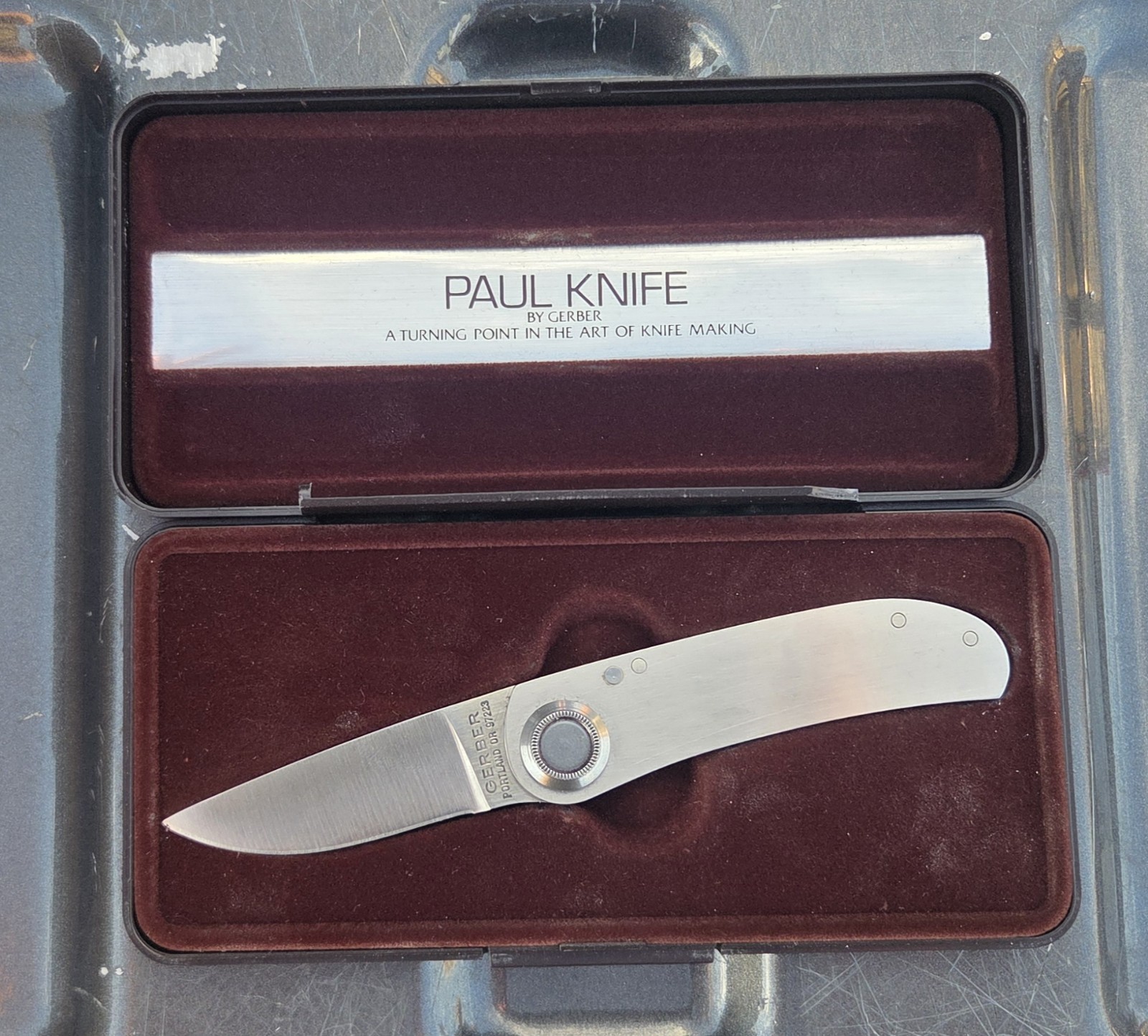 Rare First Generation (#1) Gerber 2P Paul Folding Knife Stainless Steel Handle Rare First Generation (#1) Gerber 2P Paul Folding Knife Stainless Steel Handle
