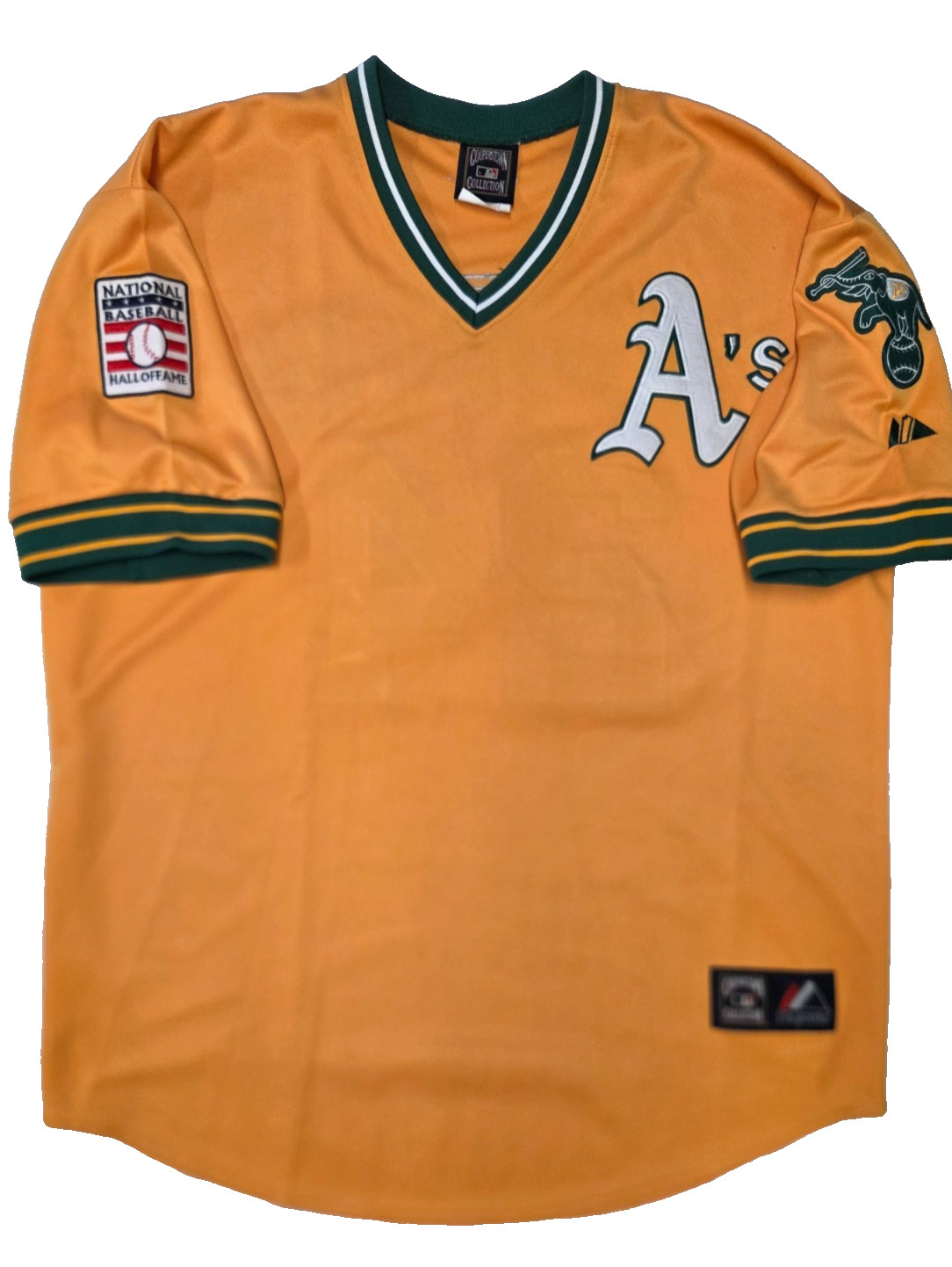 Majestic Cooperstown Coll. MLB Oakland A\'s Jersey #24 Henderson Yellow Size 2XL
