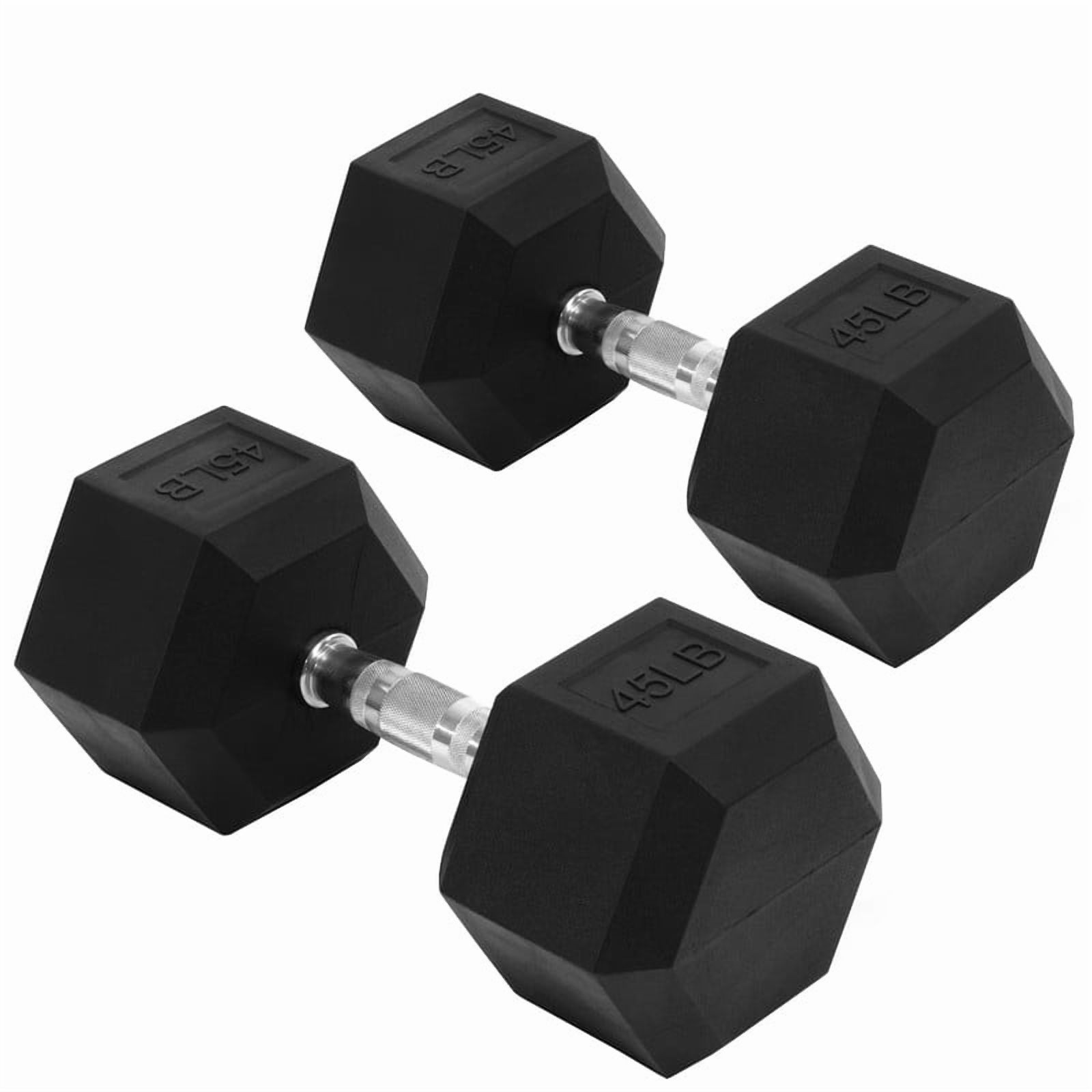 Sprint Demon 45LB Rubber Hex Dumbbell Set 2pc Non-Slip Grip Home Gym
