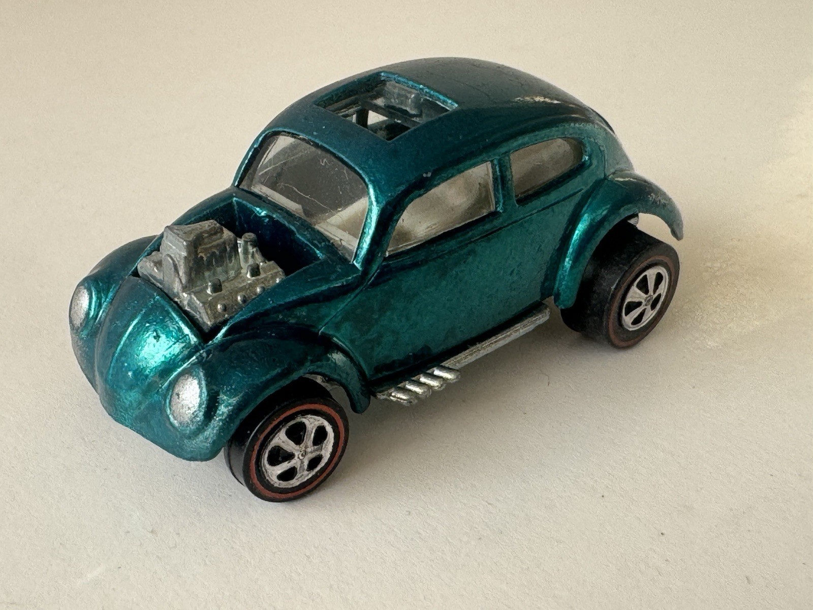 Vintage Hot Wheels Redline Custom 1968 Volkswagen Rich Aqua VW Bug -NICE CAR