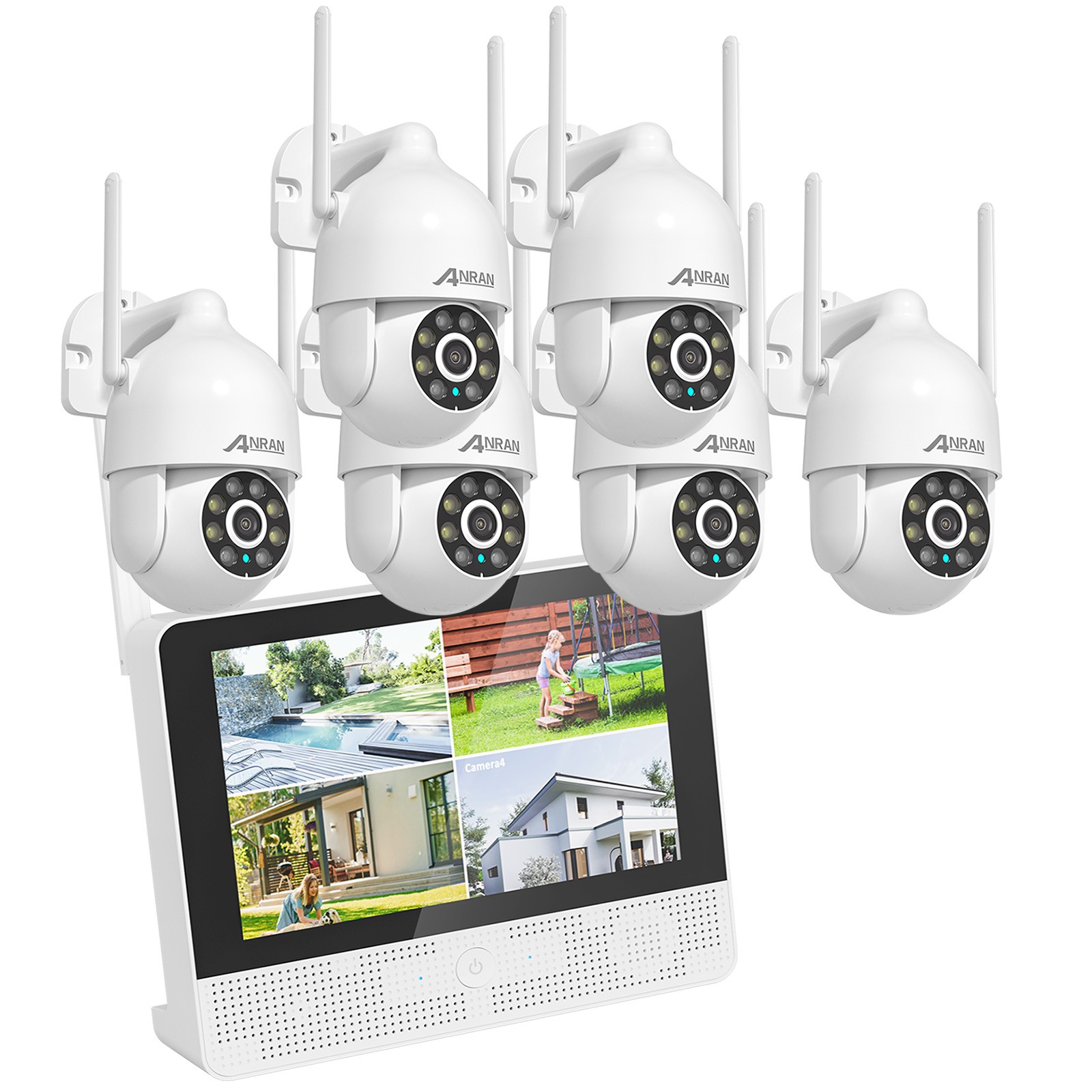 ANRAN Wireless Security Camera System Outdoor Home 6CH 12 Inch Monitor Kits