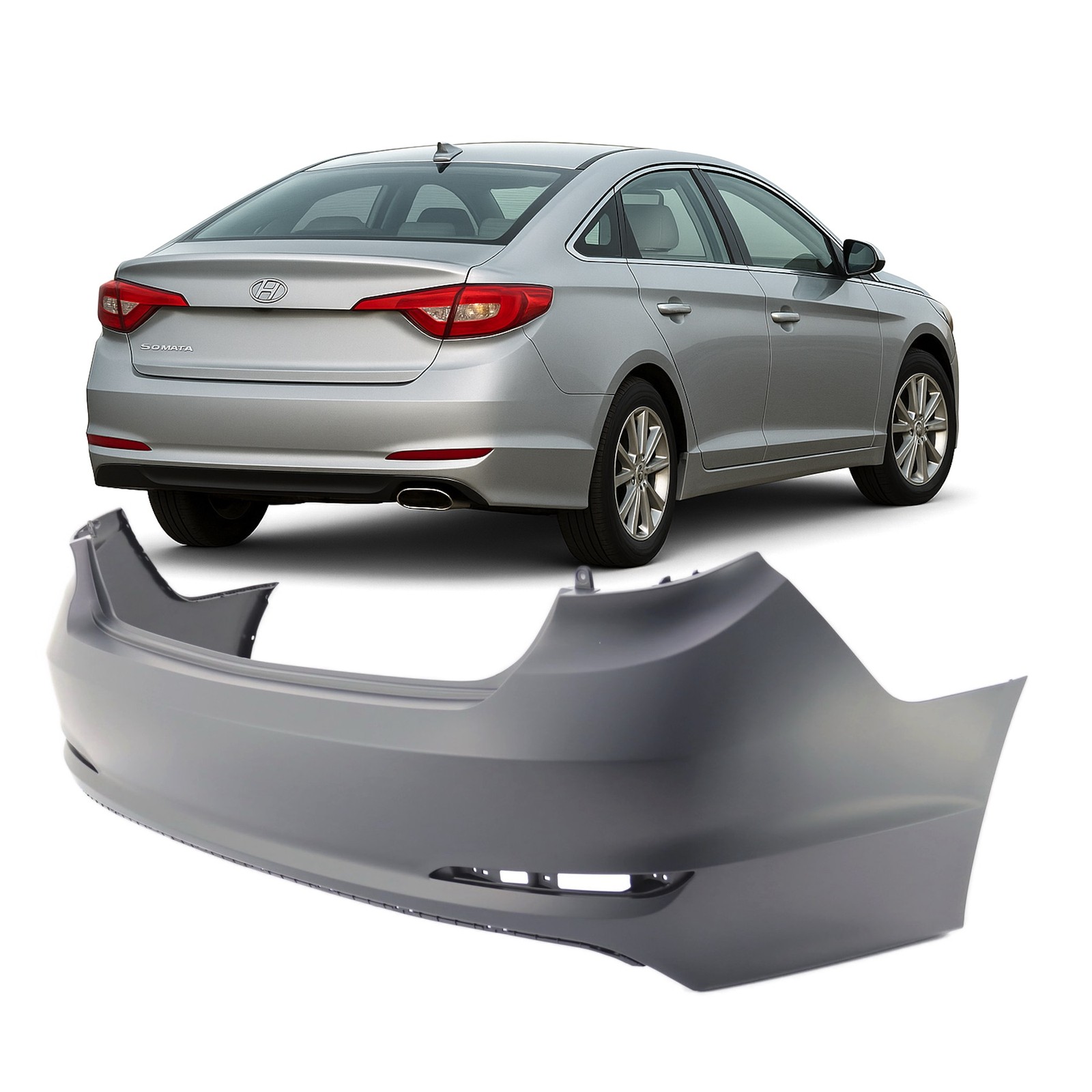 2015-2017 Hyundai Sonata Sedan Primed Rear Bumper Cover HY1100205 86611C2000