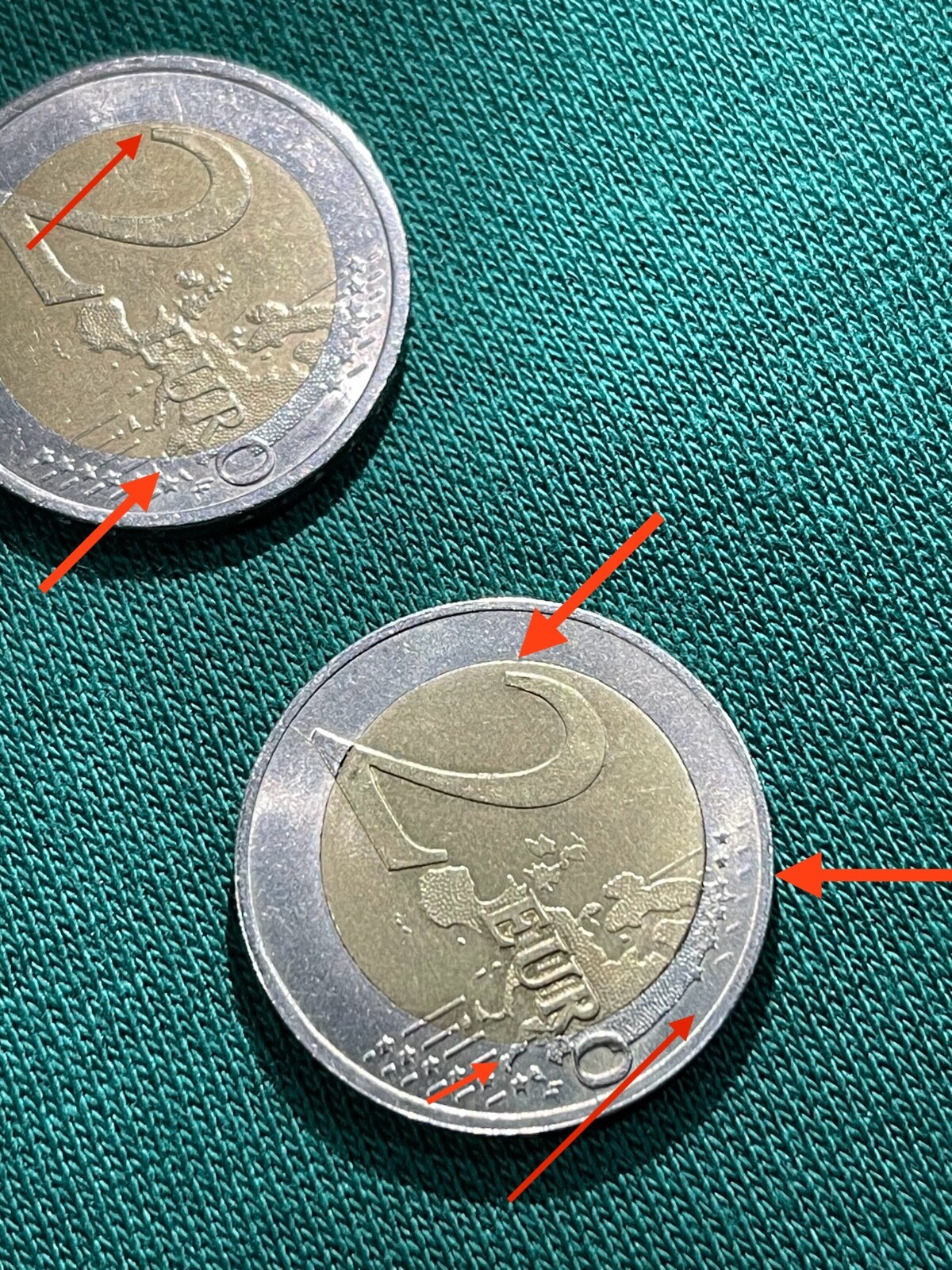 2 Euro 2002 Germany J-SERIES  Bimetallic coin with RARE errors, Collectors item.