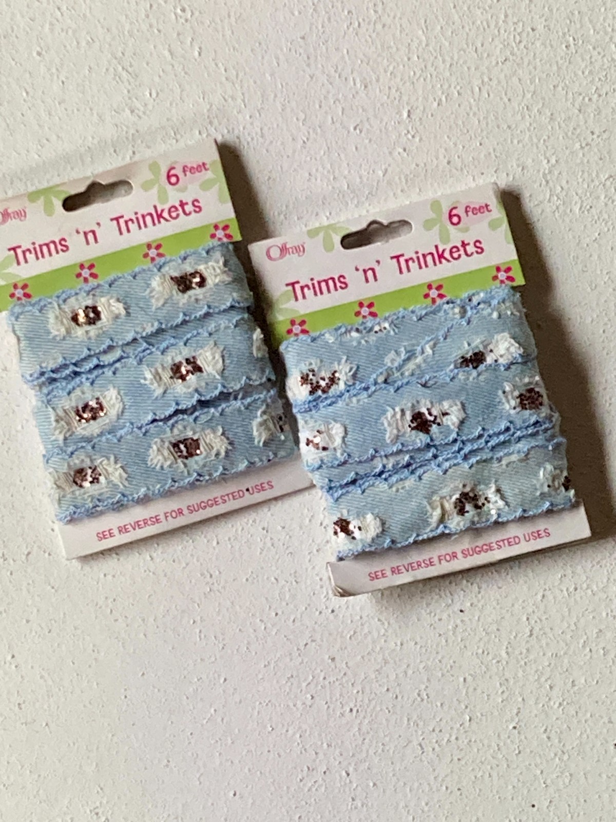 Offray Denim Trims 'n' Trinkets 6ft 2 packs