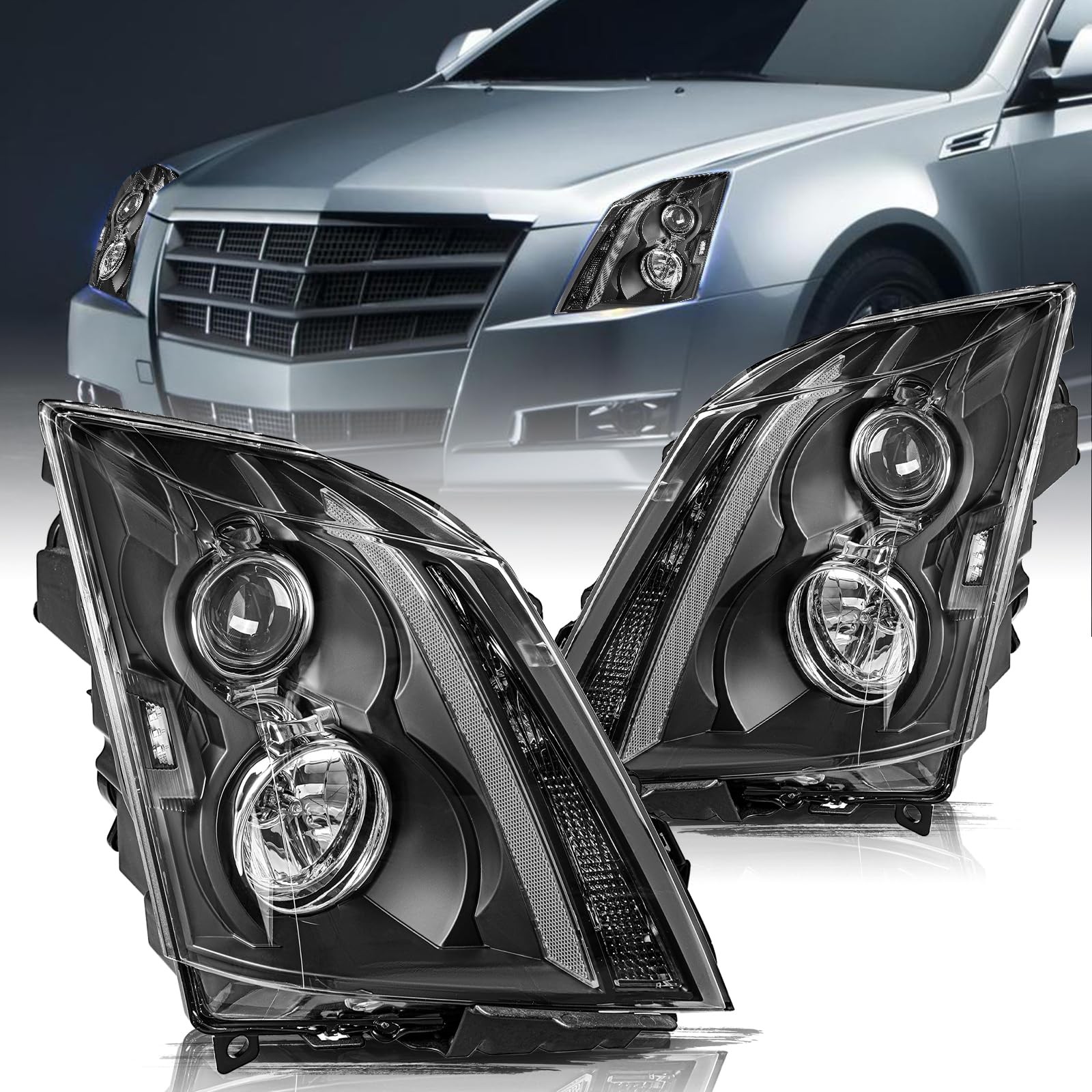 Halo Headlights Compatible with 2008-2013 Cadillac CTS