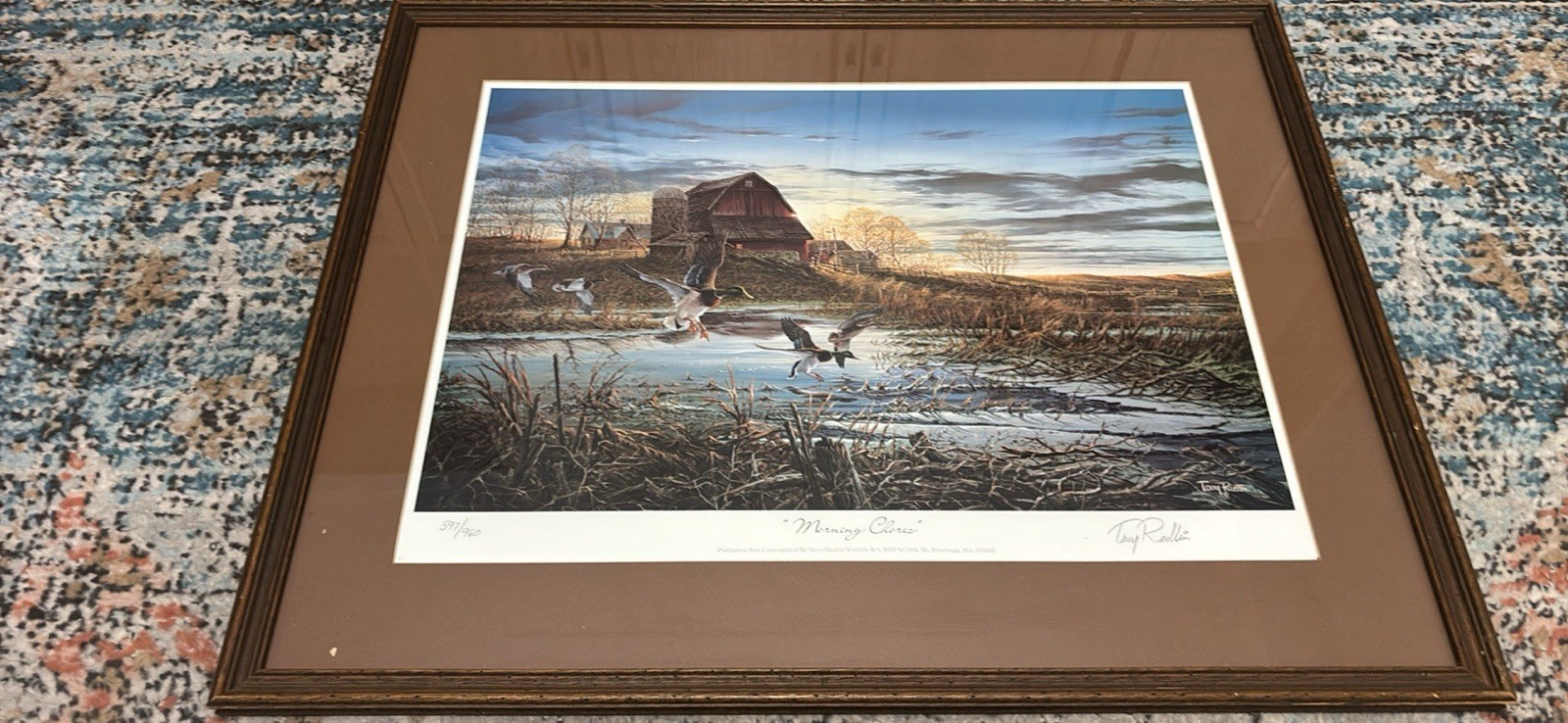 Terry Redlin Morning Chores Signed Numbered Limited Ed Print Matted Framed
