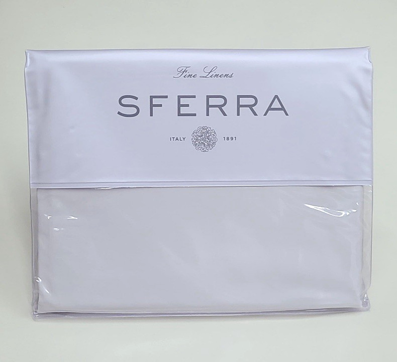 Sferra Celeste 3990 King Fitted Sheet White Cotton Percale