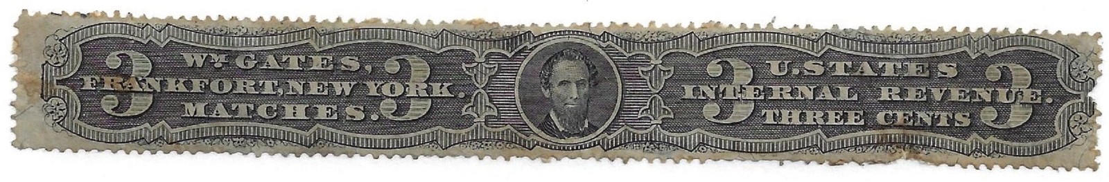 Usa: 1877; Internal revenue for matches, large, rare in good condition, EBN045
