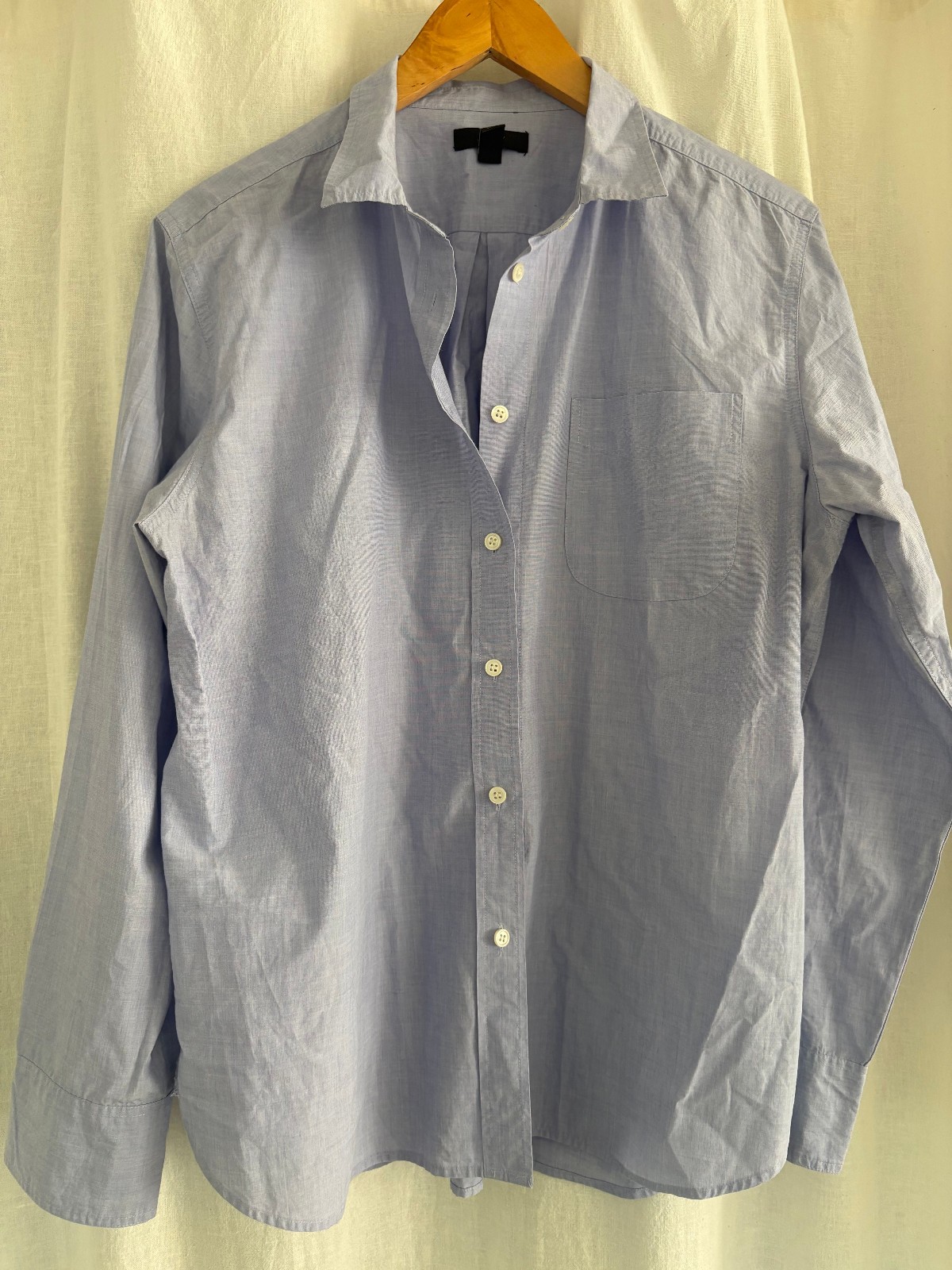 J. CREW Women\'s Blue Oxford Button Down Long Sleeve Shirt Size Large Excellent J. CREW Women\'s Blue Oxford Button Down Long Sleeve Shirt Size Large Excellent
