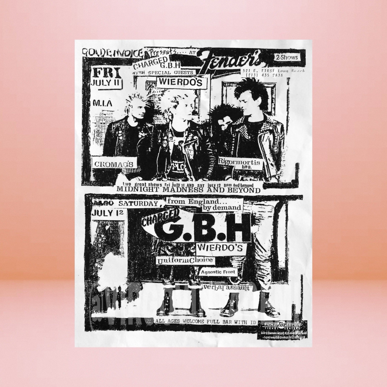 Charged G.B.H. Flyer (July 11-12, 1986 - Fender’s Ballroom)